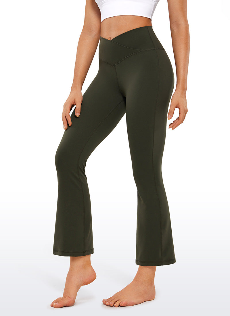 CRZ YOGA Butterluxe Leggings Acampanados con Escote en V para Mujer Verde Oliva