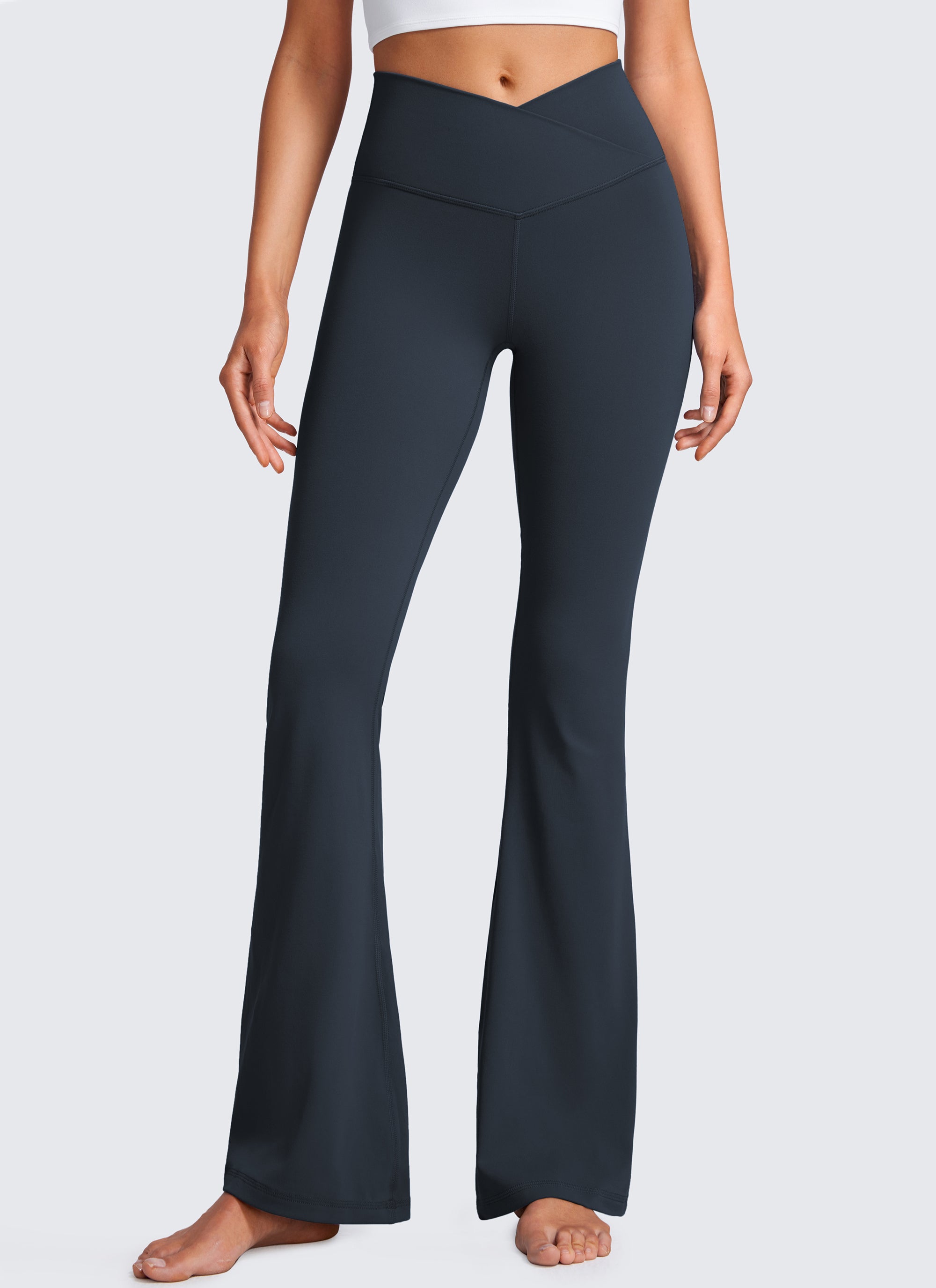 CRZ YOGA Leggings de Mujer Butterluxe V Crossover Cintura Alta 33 Pulgadas True Navy