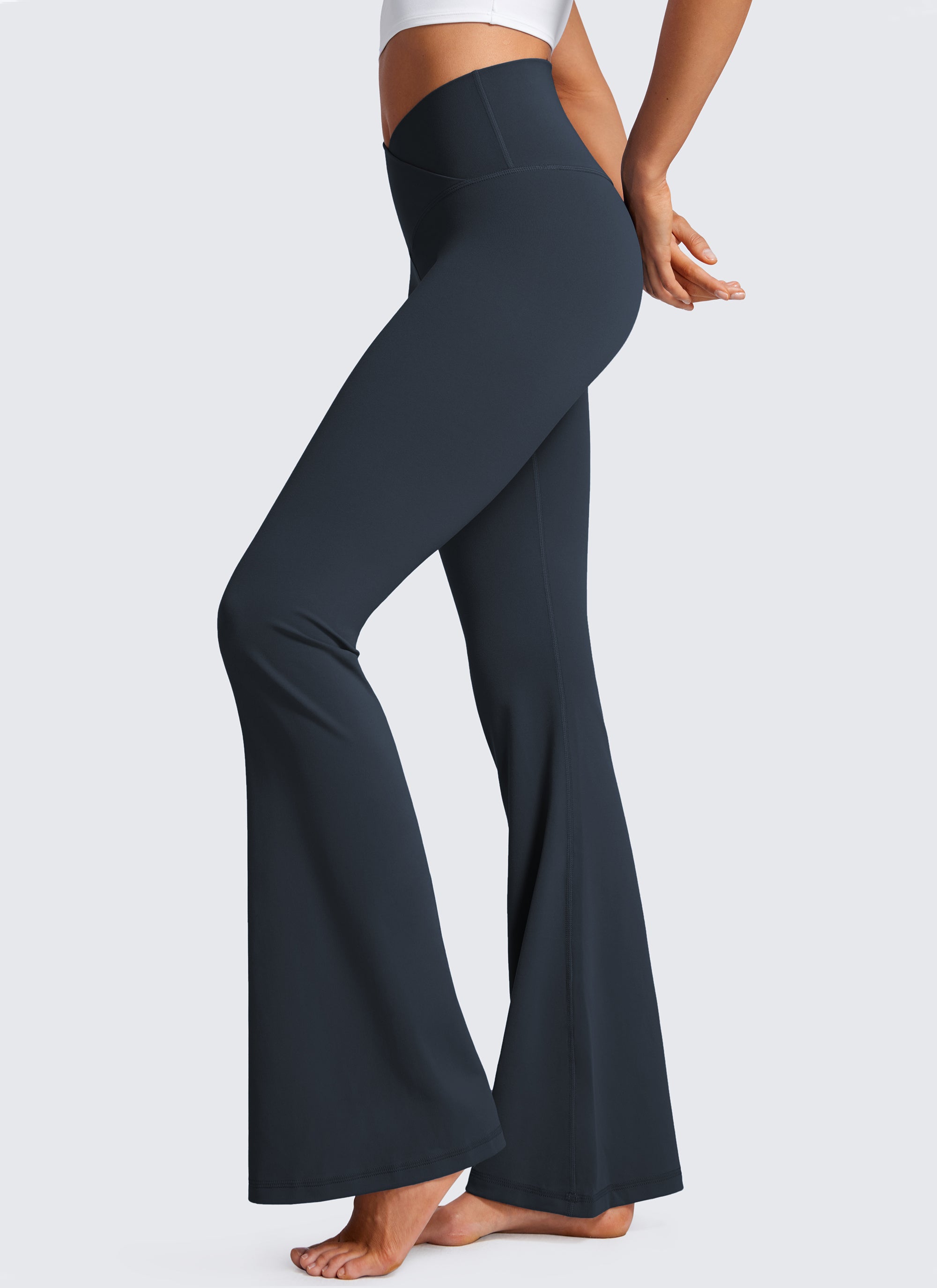 CRZ YOGA Leggings de Mujer Butterluxe V Crossover Cintura Alta 33 Pulgadas True Navy