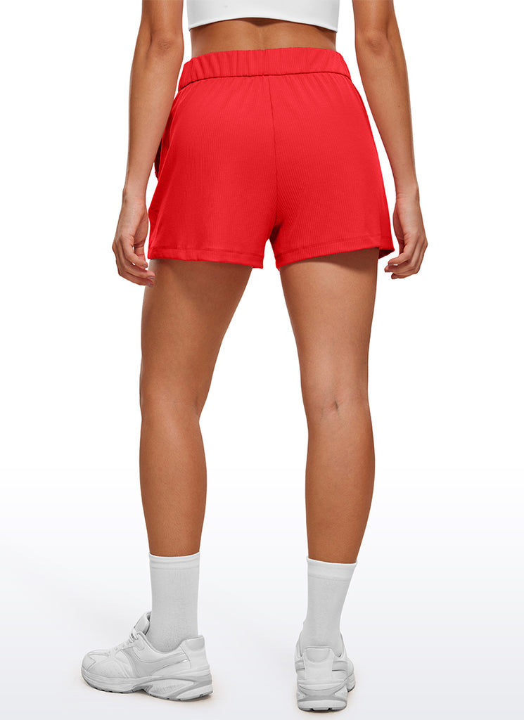 CRZ YOGA Shorts de Sudor de Cintura Alta Acanalados para Mujer de 3'' True Navy