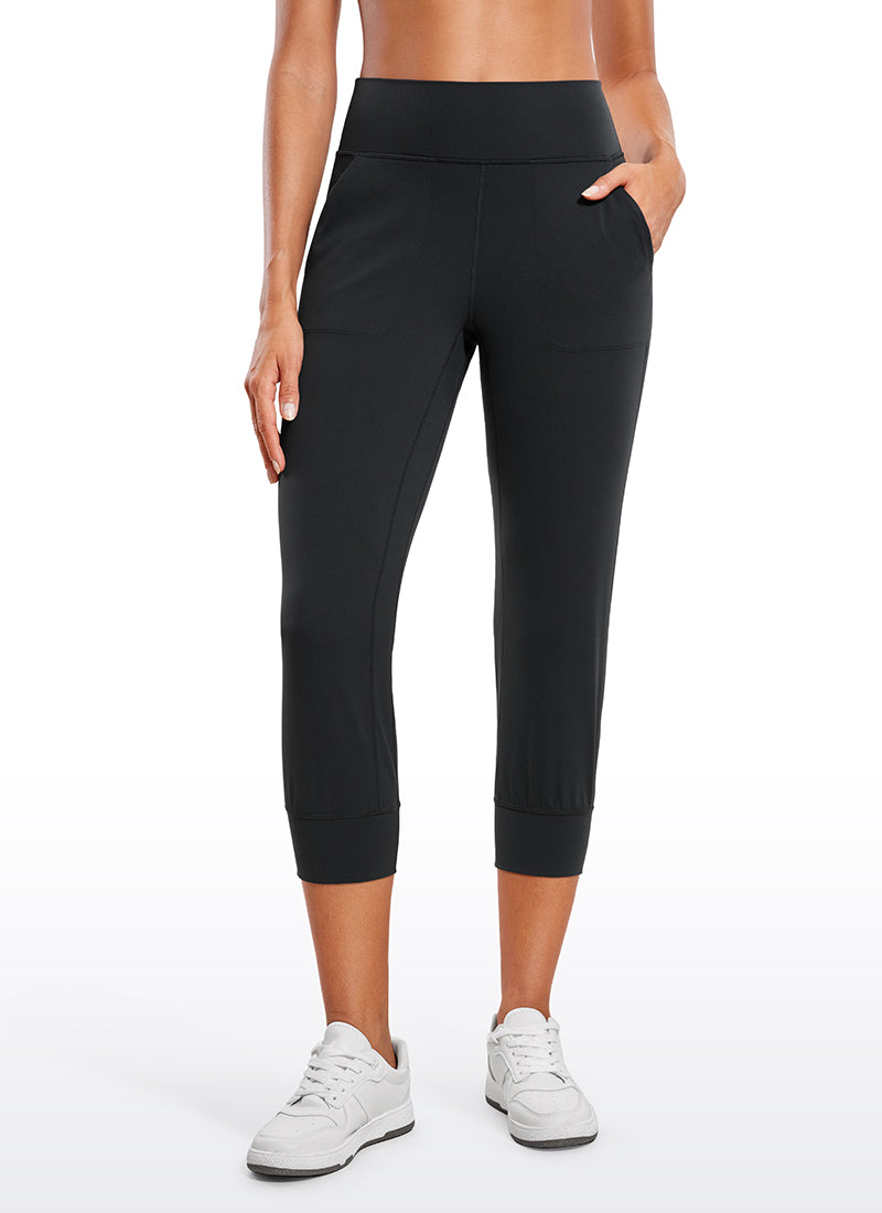 CRZ YOGA Mujeres Joggers Alta Cintura con Bolsillos de 23 pulg. Negro