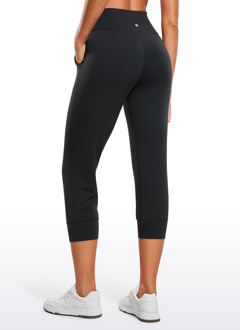 CRZ YOGA Mujeres Joggers Alta Cintura con Bolsillos de 23 pulg. Negro