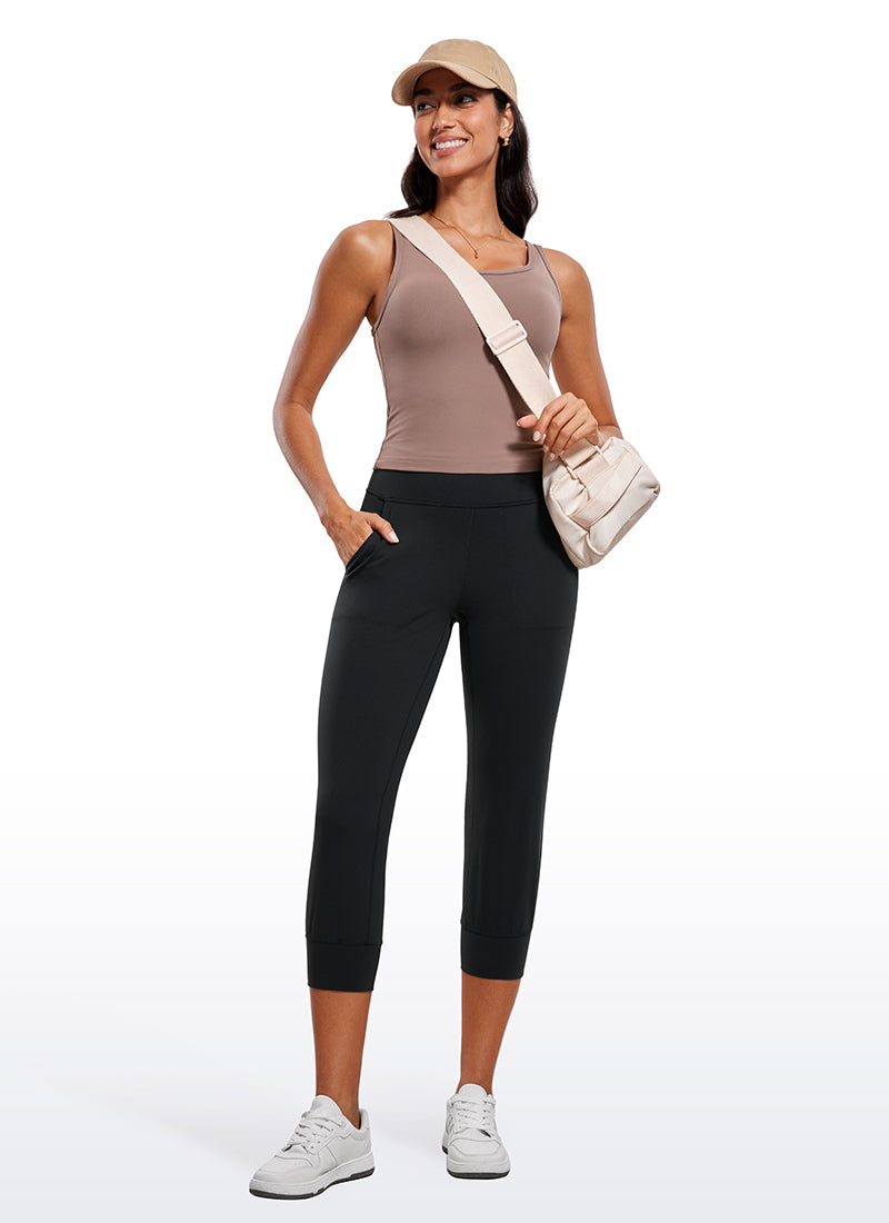 CRZ YOGA Mujeres Joggers Alta Cintura con Bolsillos de 23 pulg. Negro