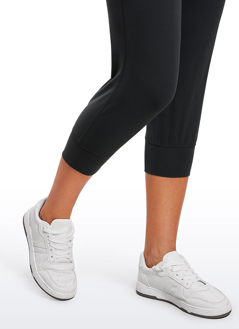 CRZ YOGA Mujeres Joggers Alta Cintura con Bolsillos de 23 pulg. Negro
