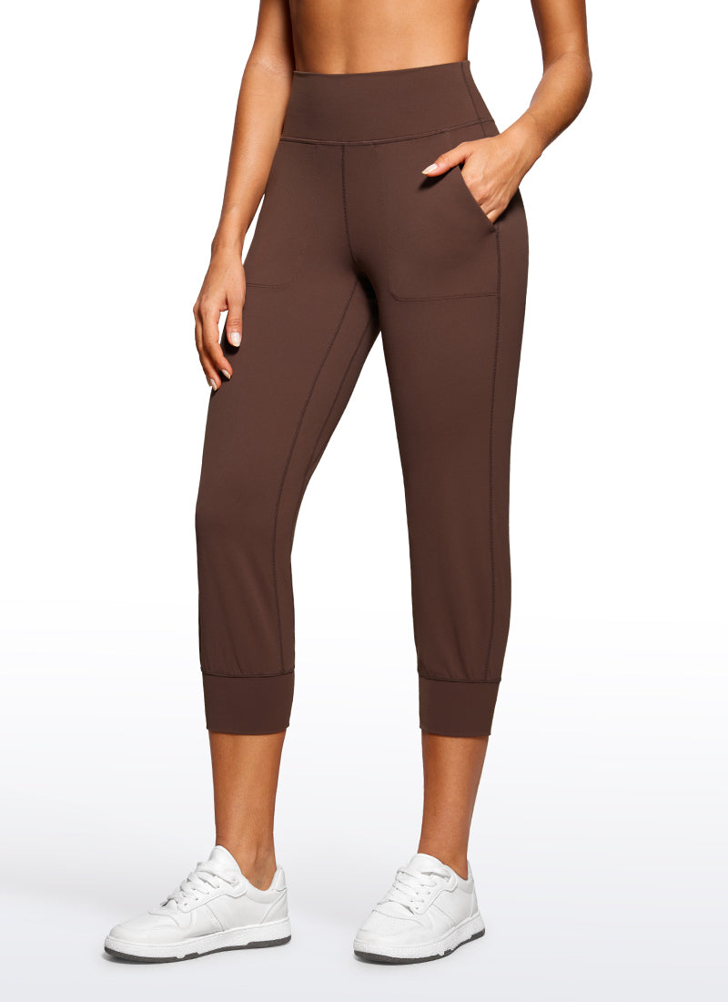 CRZ YOGA Mujeres Joggers Alta Cintura con Bolsillos de 23 pulg. Café Morena