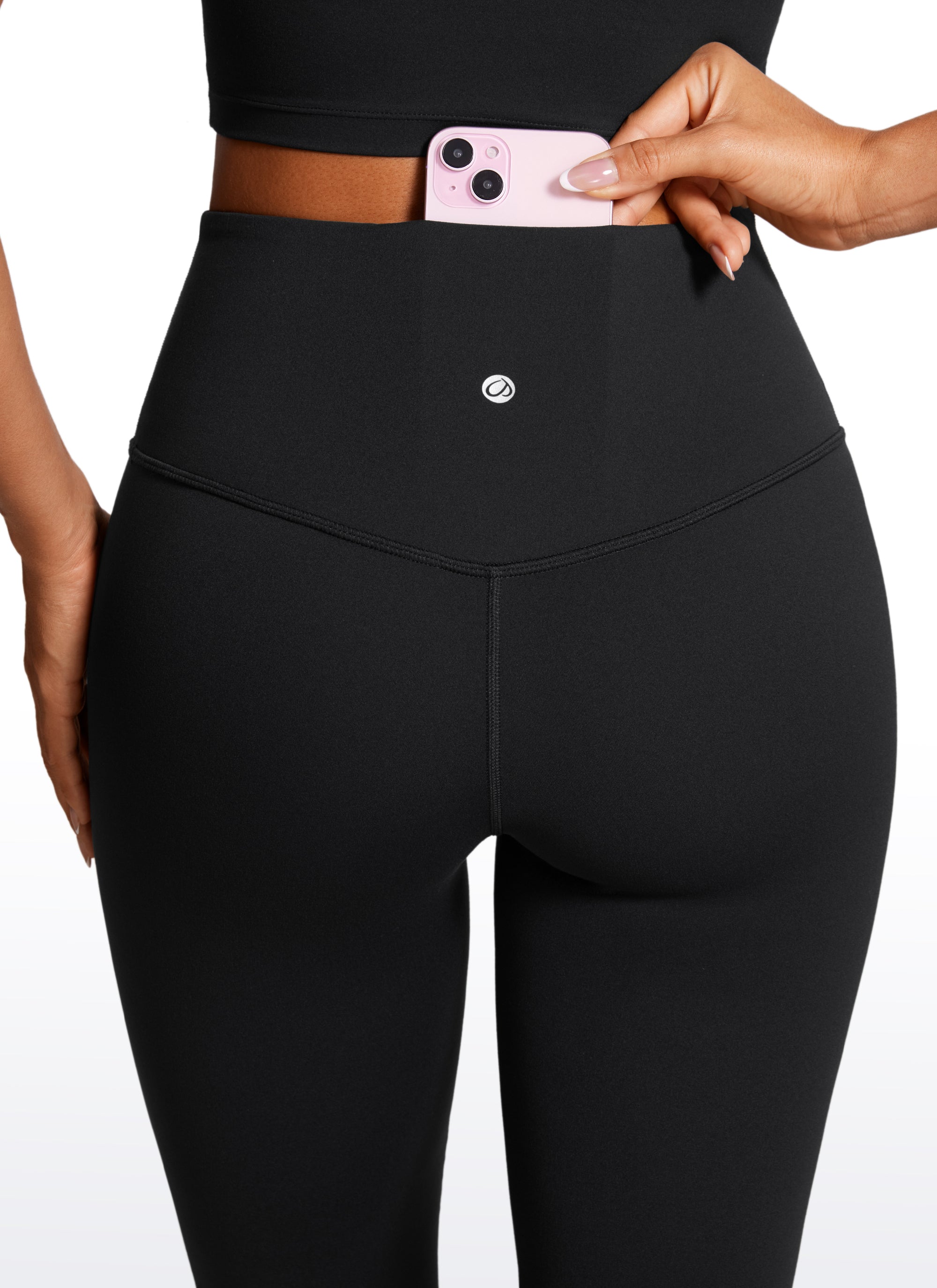 CRZ YOGA Leggings de Pierna Ancha de Cintura Alta con Bolsillos Negro