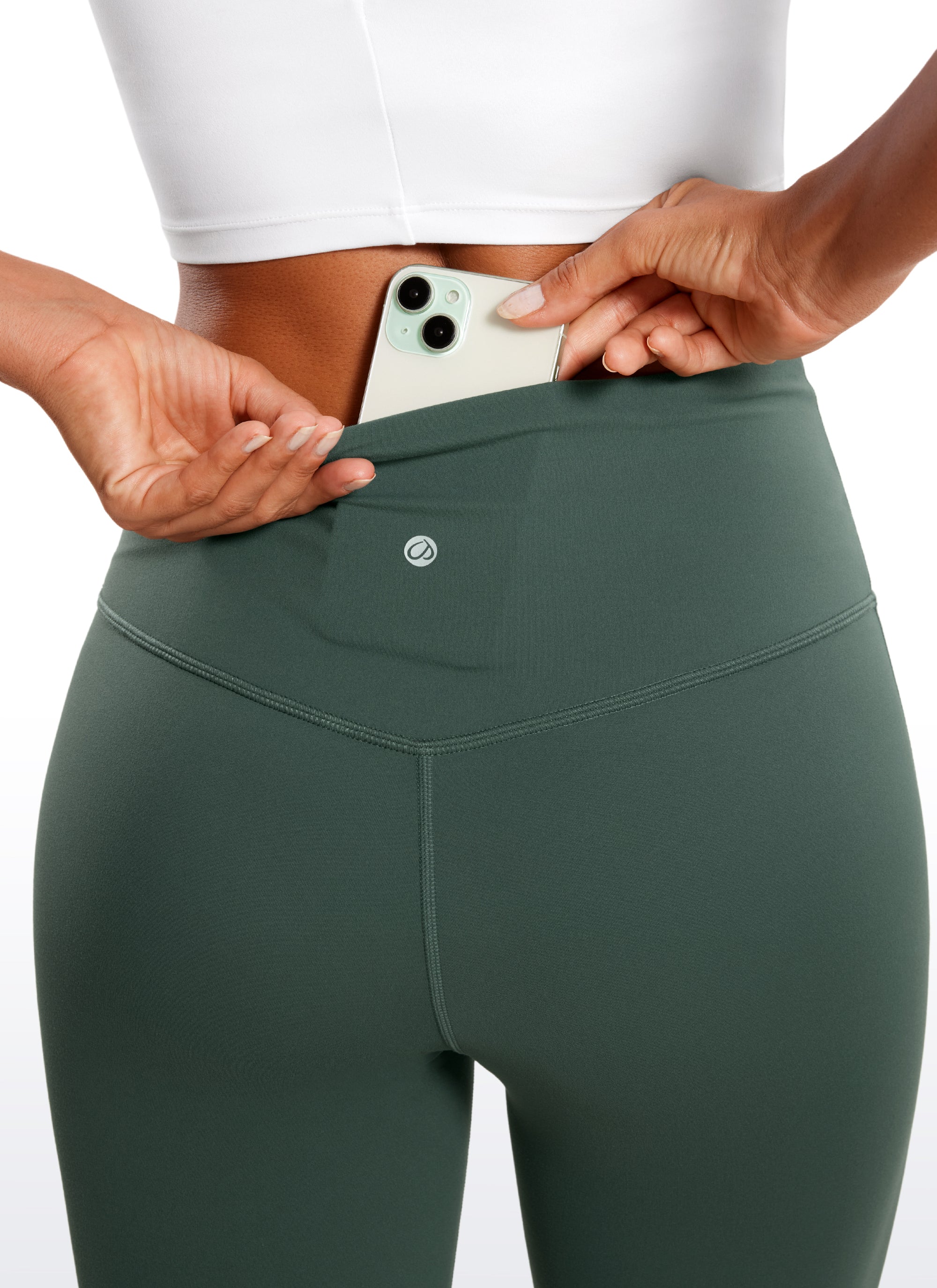 CRZ YOGA Leggings de Pierna Ancha de Cintura Alta con Bolsillos Verde Bosque Oscuro