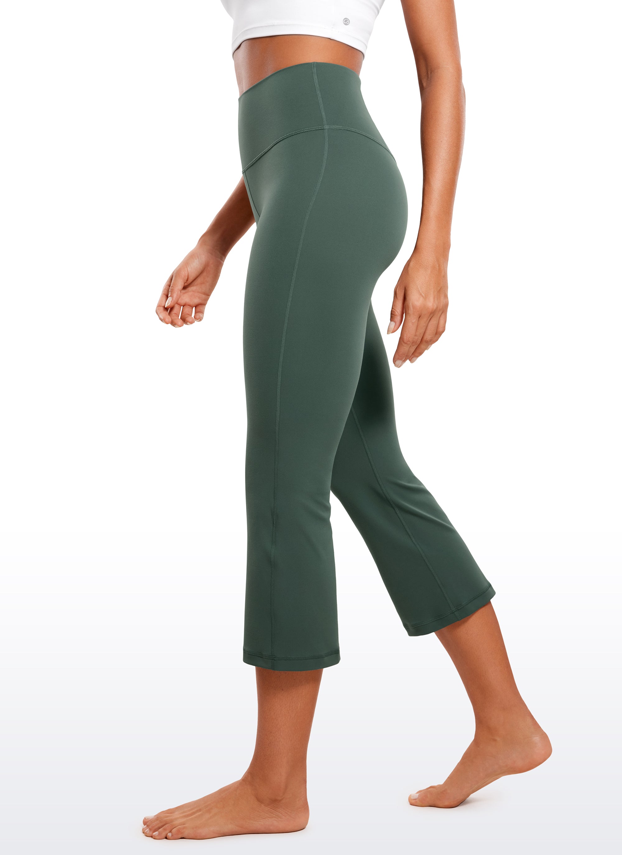 CRZ YOGA Leggings de Pierna Ancha de Cintura Alta con Bolsillos Verde Bosque Oscuro