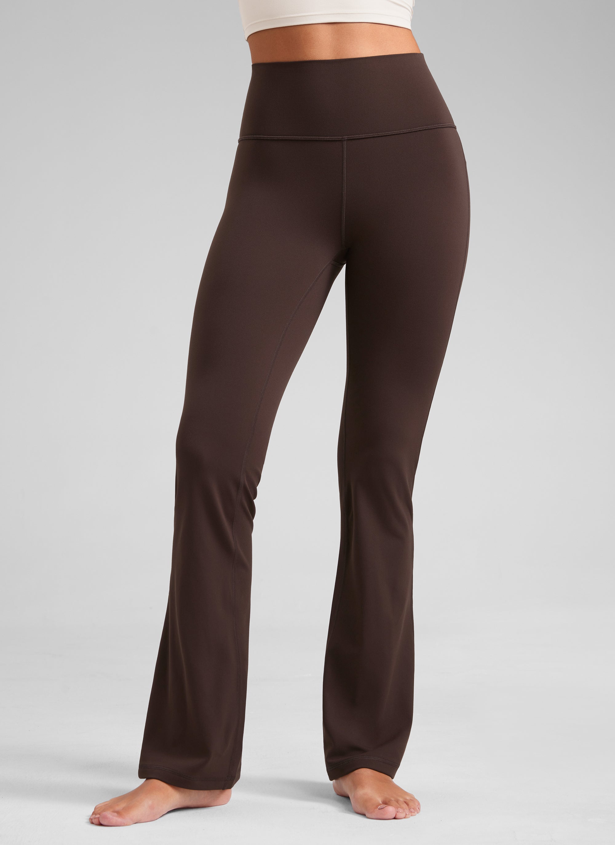 CRZ YOGA Leggings de Cintura Alta y Pierna Acampanada para Mujer Marrón Fudge Caliente