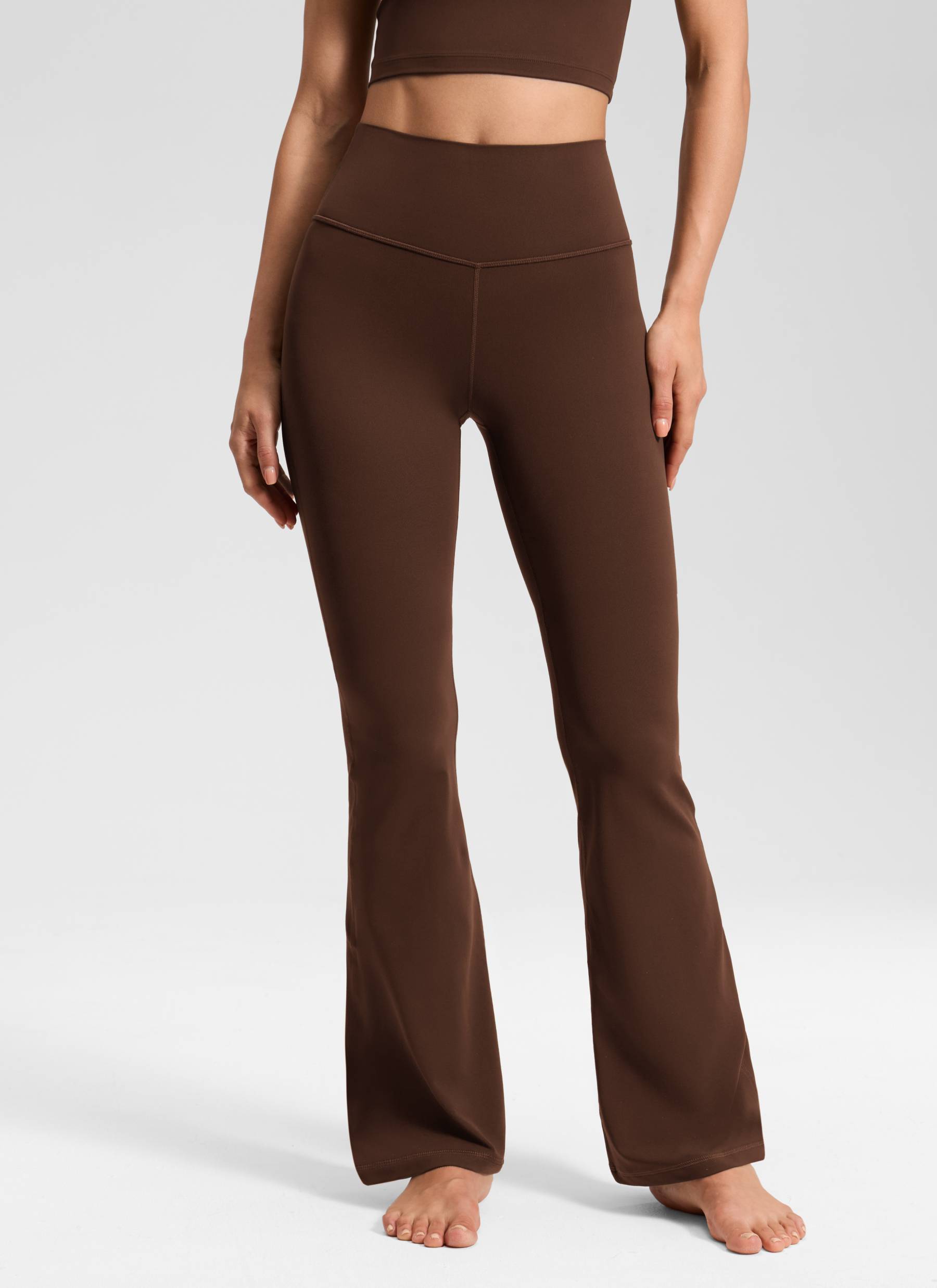 CRZ YOGA Leggings de Cintura Alta y Pierna Acampanada para Mujer Marrón Lava