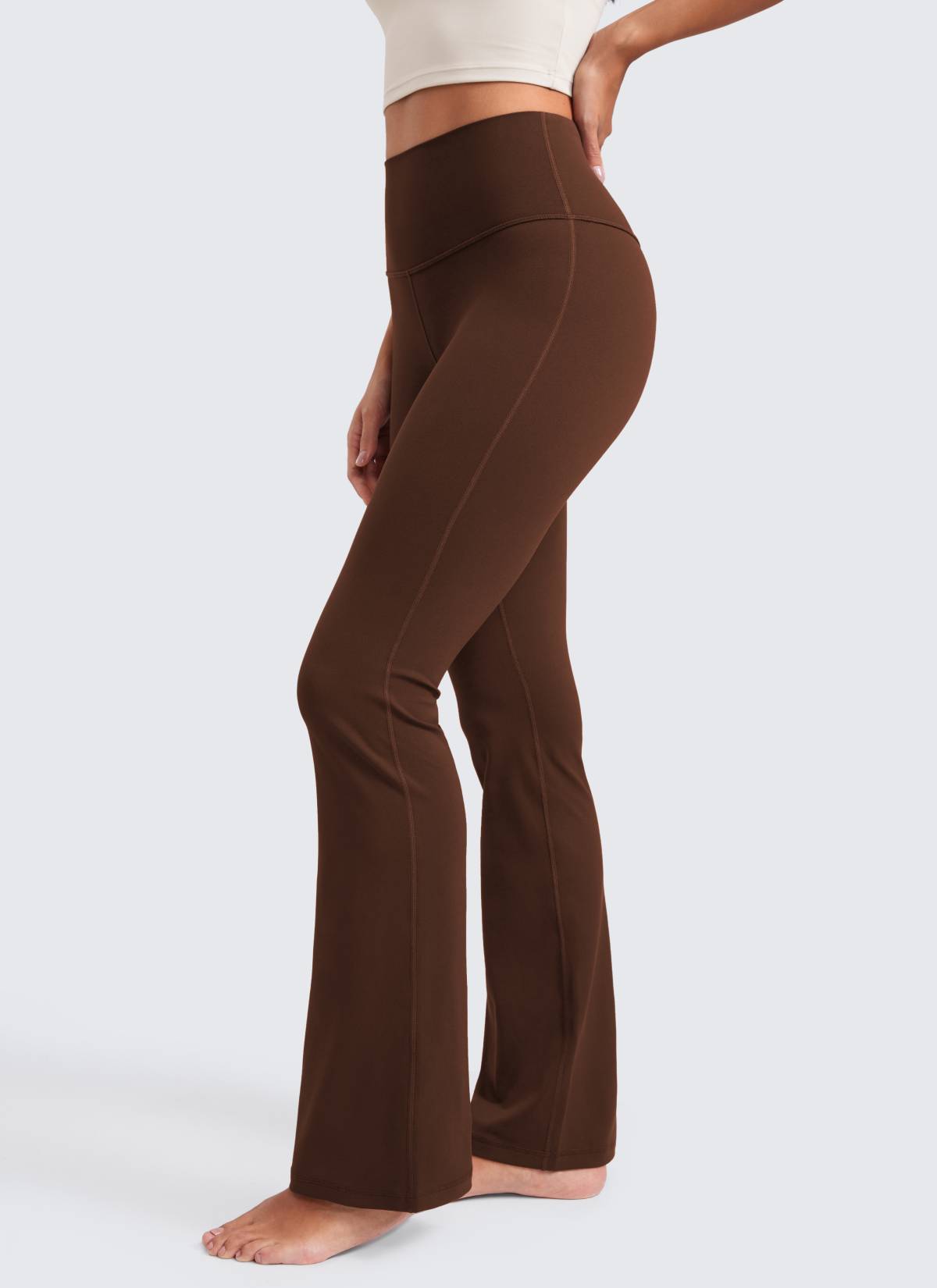 CRZ YOGA Leggings de Cintura Alta y Pierna Acampanada para Mujer Marrón Lava