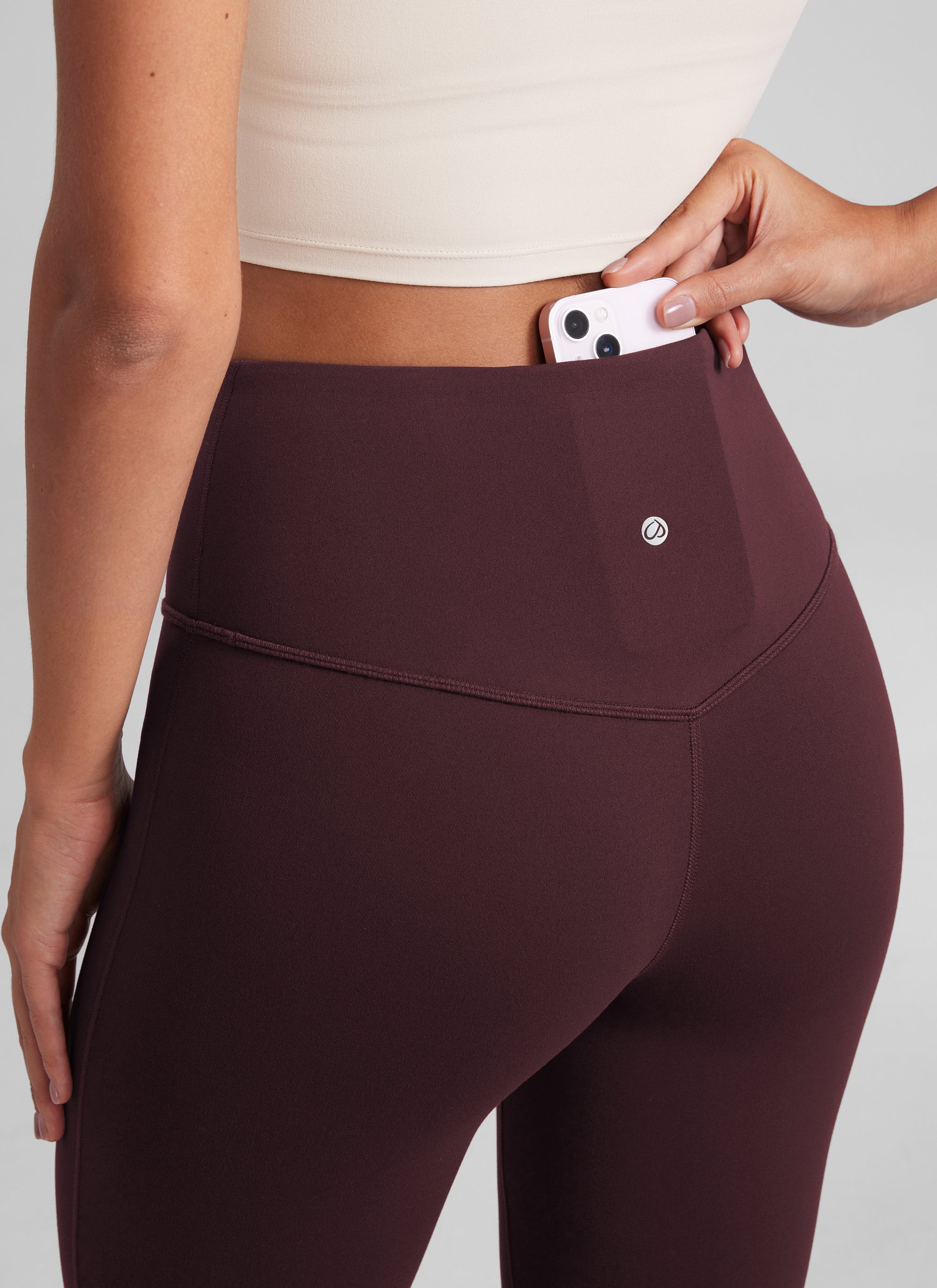 CRZ YOGA Leggings de Cintura Alta y Pierna Acampanada para Mujer Ciruela madura