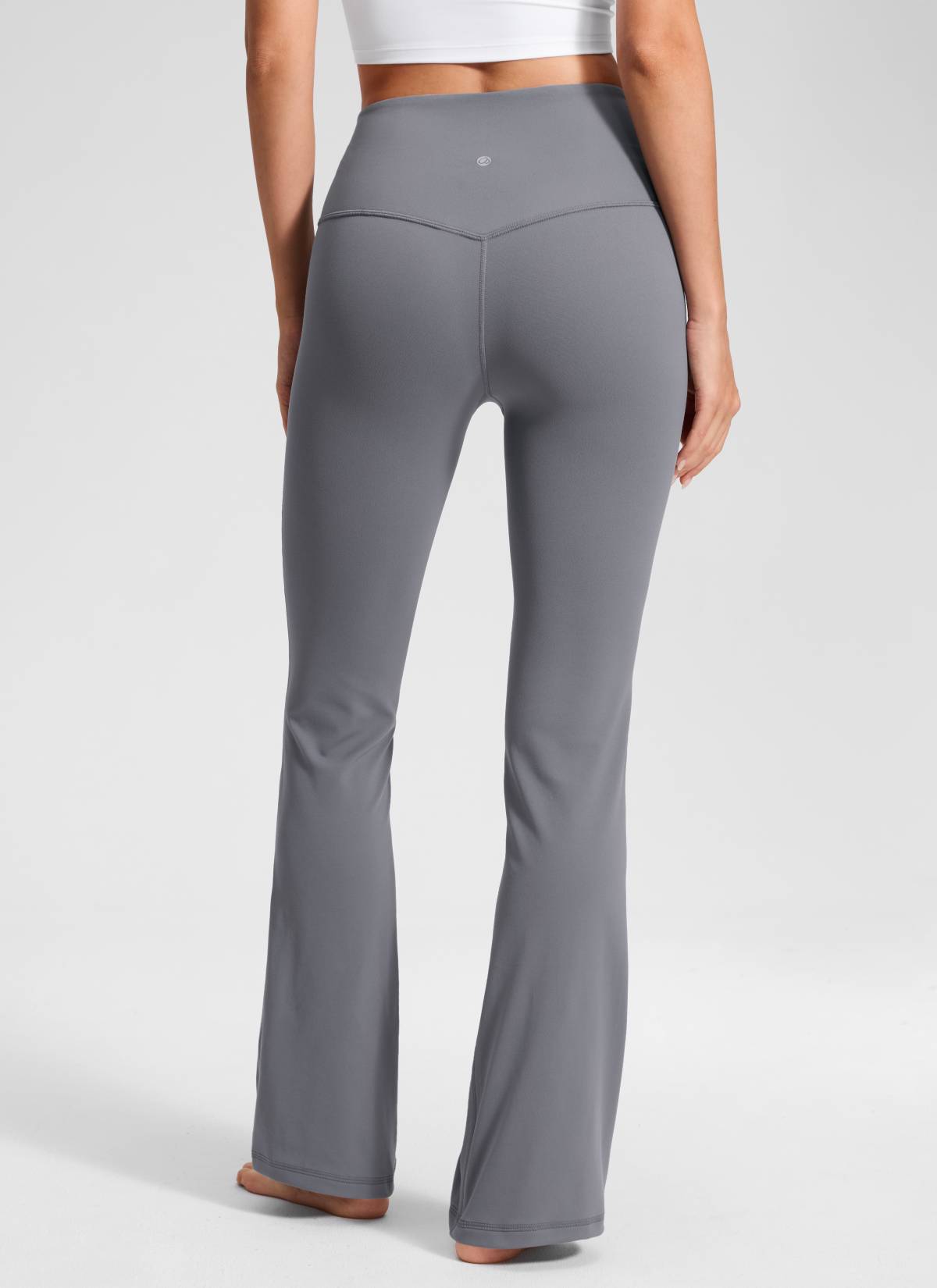 CRZ YOGA Leggings de Cintura Alta y Pierna Acampanada para Mujer Gris Solar