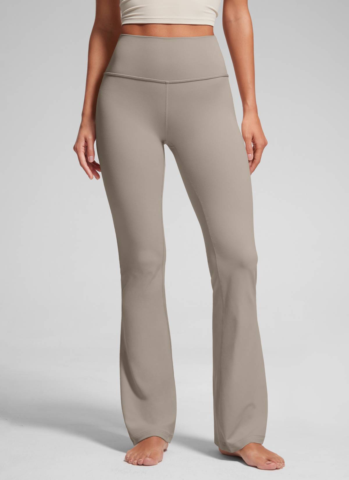 CRZ YOGA Leggings de Cintura Alta y Pierna Acampanada para Mujer Gris Ceniza Cálido