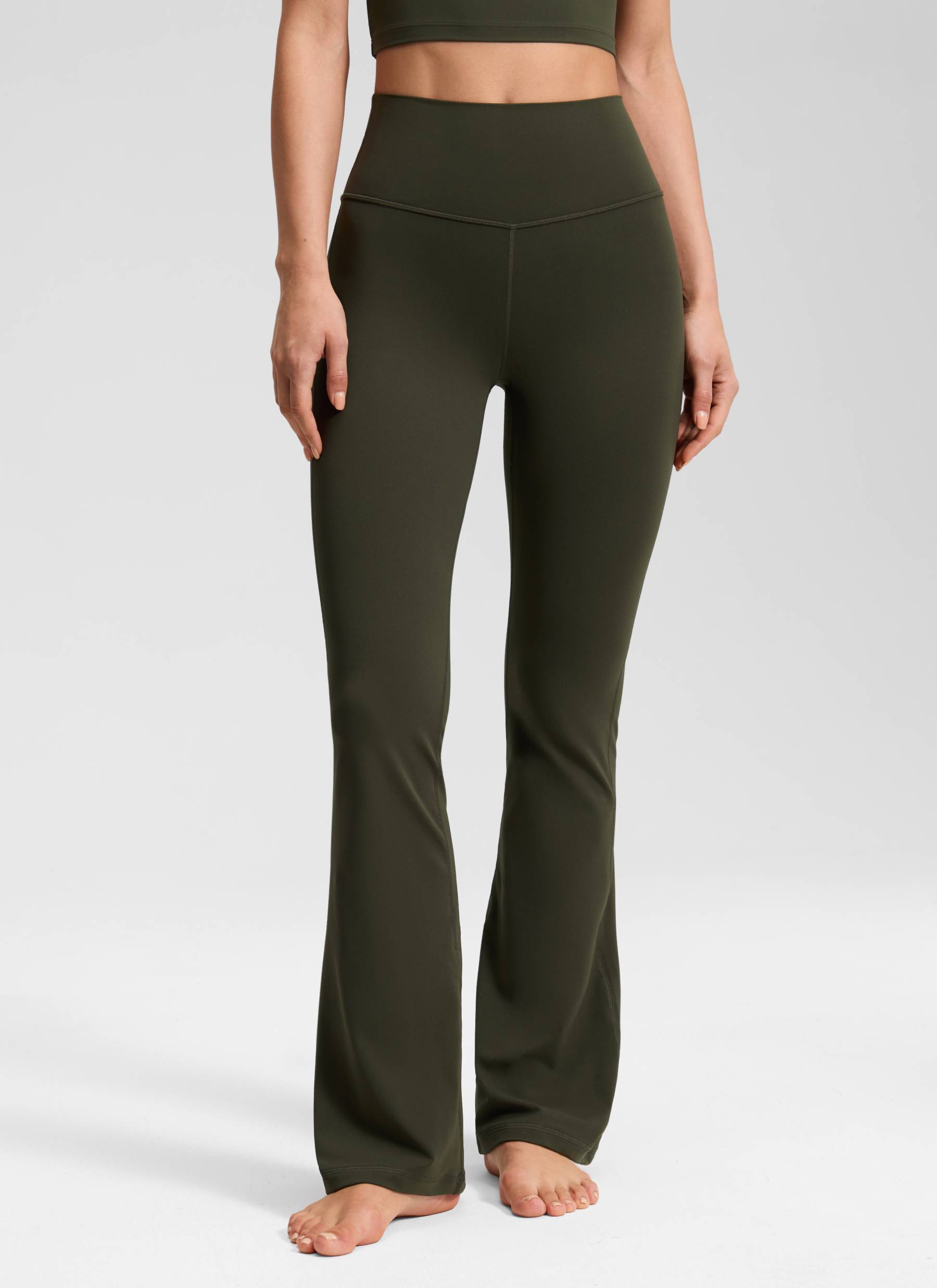 CRZ YOGA Leggings de Cintura Alta y Pierna Acampanada para Mujer Verde Oliva