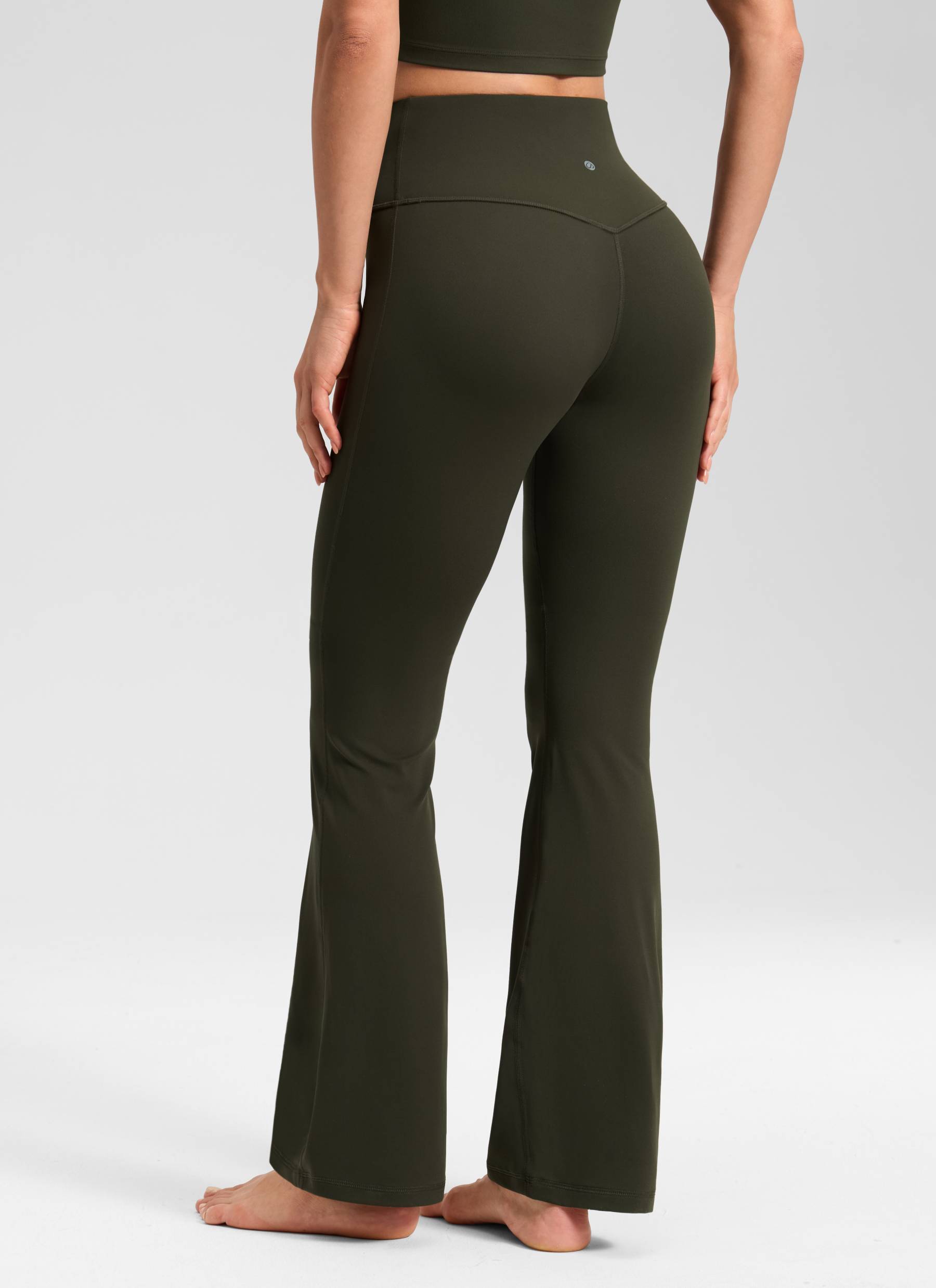 CRZ YOGA Leggings de Cintura Alta y Pierna Acampanada para Mujer Verde Oliva