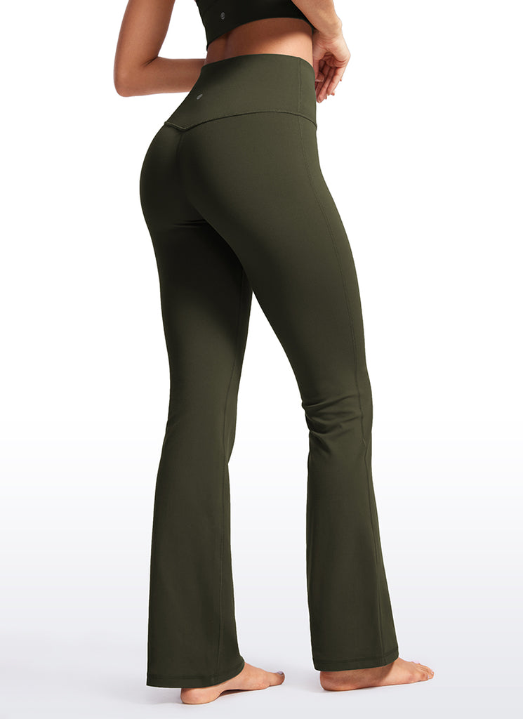 CRZ YOGA Butterluxe Leggings de Cintura Alta y Pierna Acampanada para Mujer Verde Oliva