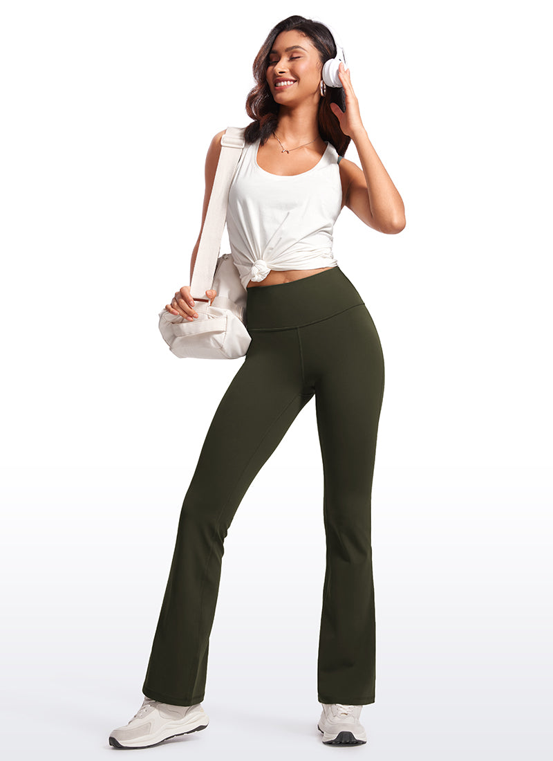 CRZ YOGA Butterluxe Leggings de Cintura Alta y Pierna Acampanada para Mujer Verde Oliva