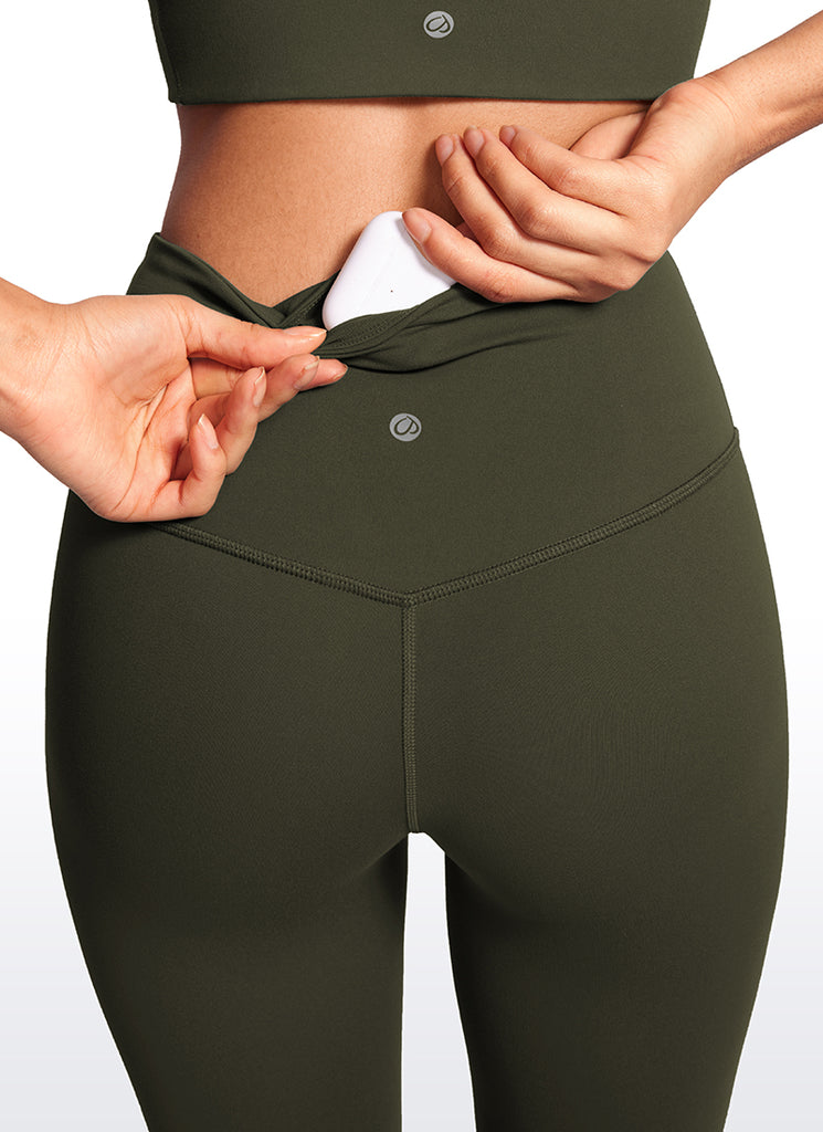CRZ YOGA Butterluxe Leggings de Cintura Alta y Pierna Acampanada para Mujer Verde Oliva