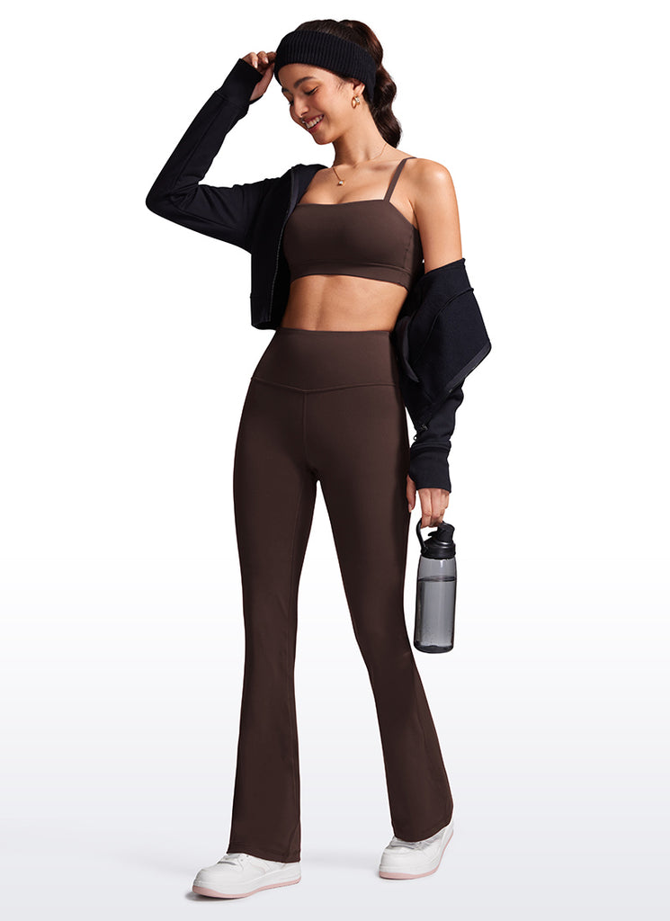 CRZ YOGA Butterluxe Leggings de Cintura Alta y Pierna Acampanada para Mujer Marrón Fudge Caliente