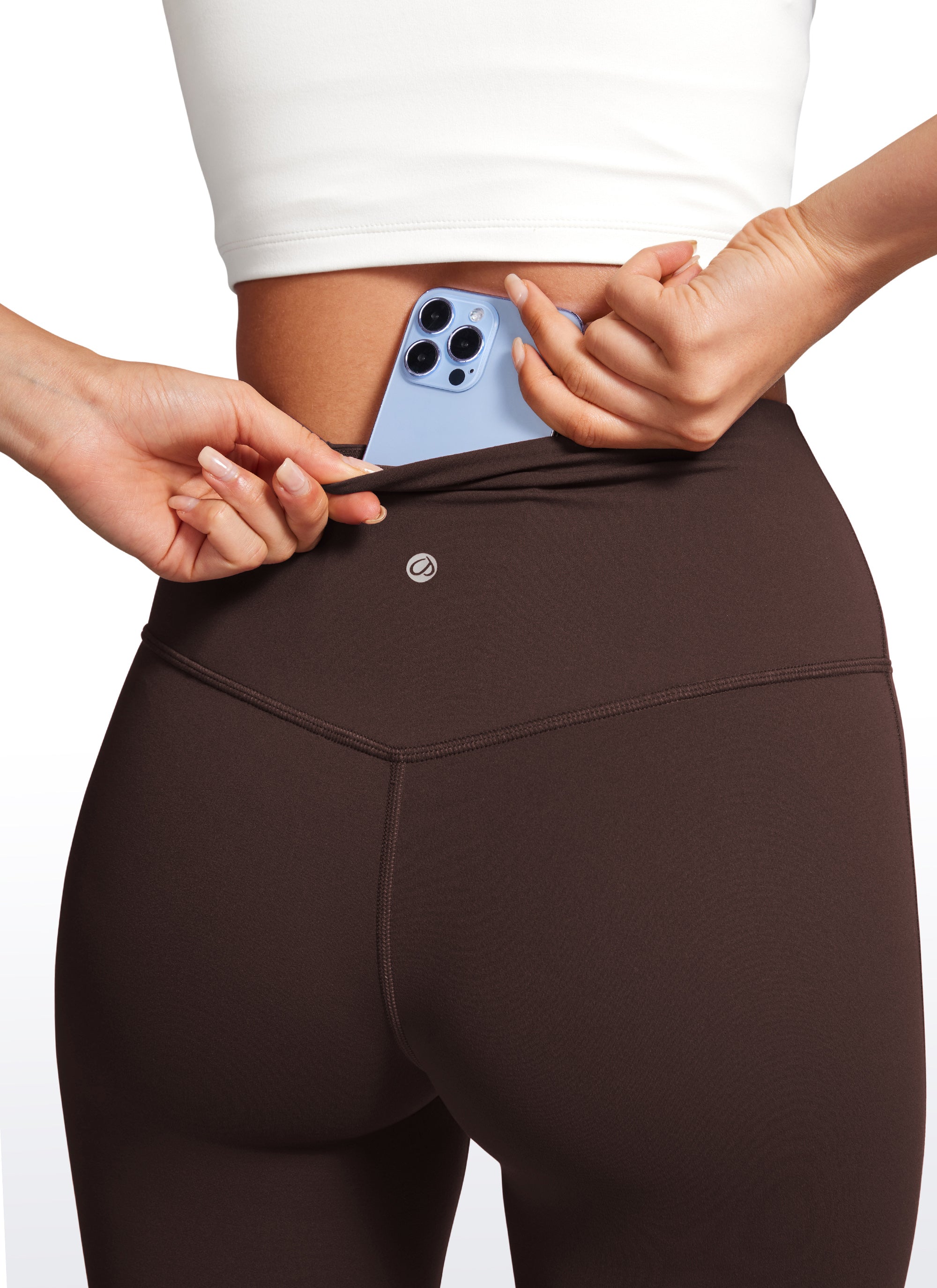 CRZ YOGA Leggings de Cintura Alta y Pierna Acampanada para Mujer Marrón Fudge Caliente