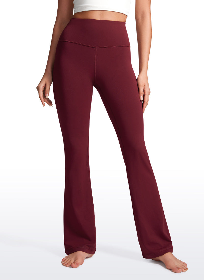 CRZ YOGA Leggings de Cintura Alta y Pierna Acampanada para Mujer Merlot Rojo
