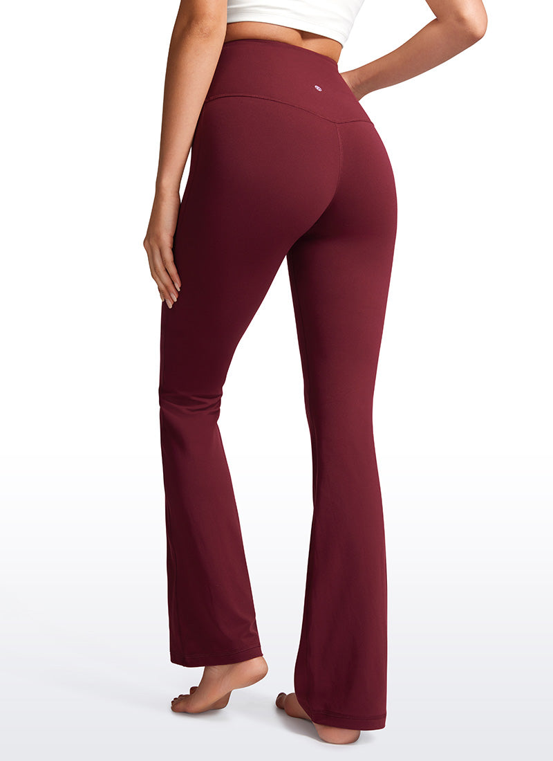 CRZ YOGA Leggings de Cintura Alta y Pierna Acampanada para Mujer Merlot Rojo