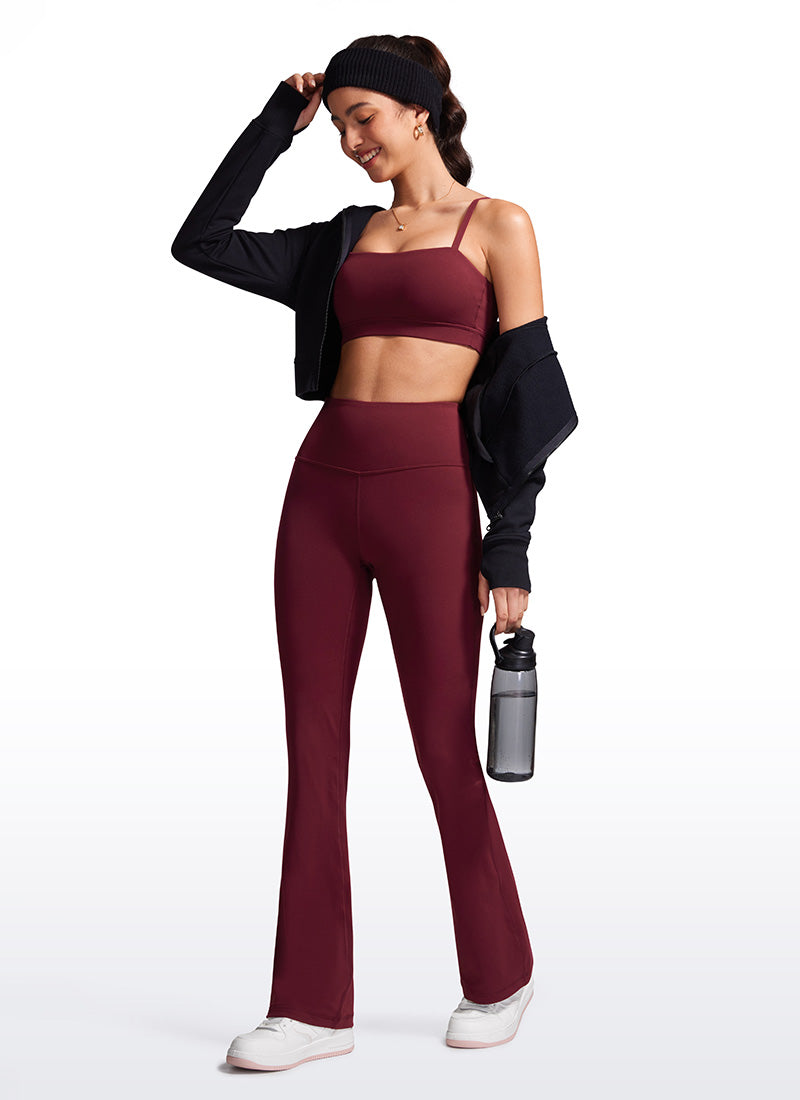 CRZ YOGA Leggings de Cintura Alta y Pierna Acampanada para Mujer Merlot Rojo