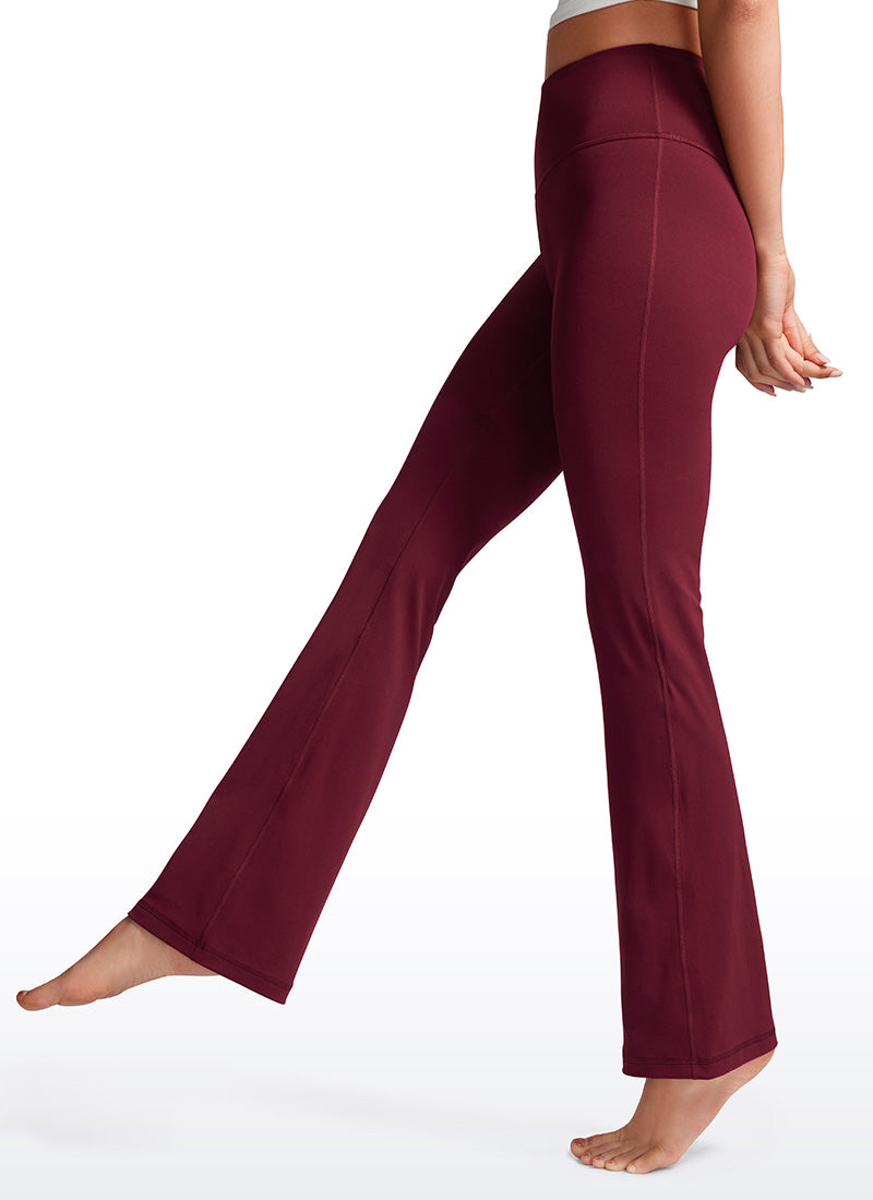 CRZ YOGA Leggings de Cintura Alta y Pierna Acampanada para Mujer Merlot Rojo