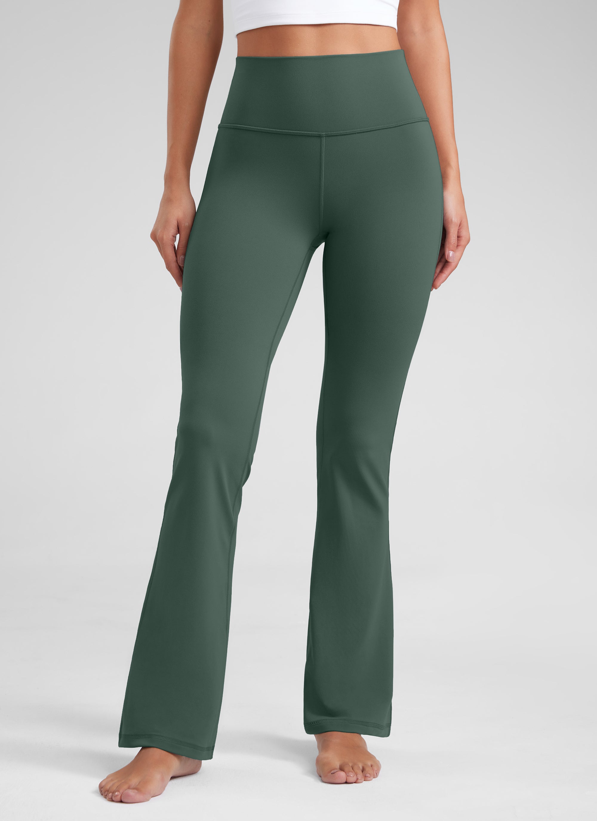 CRZ YOGA Leggings de Cintura Alta y Pierna Acampanada para Mujer Verde Bosque Oscuro