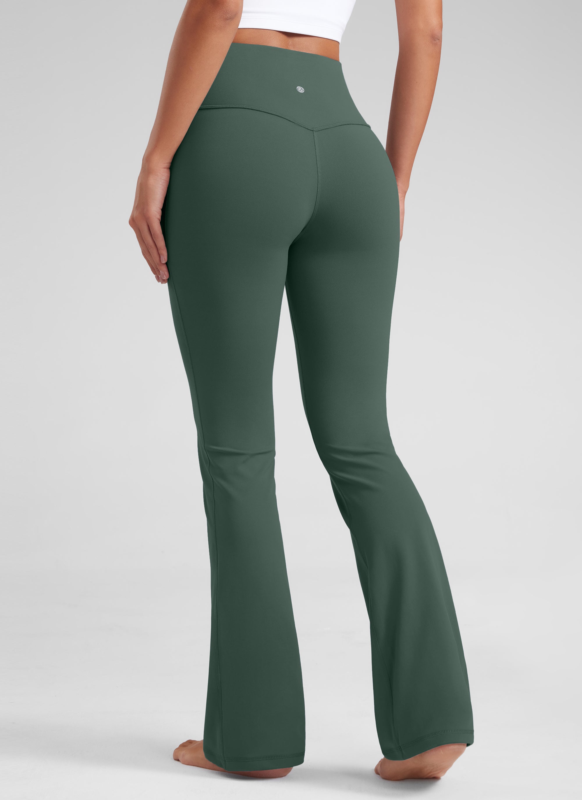 CRZ YOGA Leggings de Cintura Alta y Pierna Acampanada para Mujer Verde Bosque Oscuro