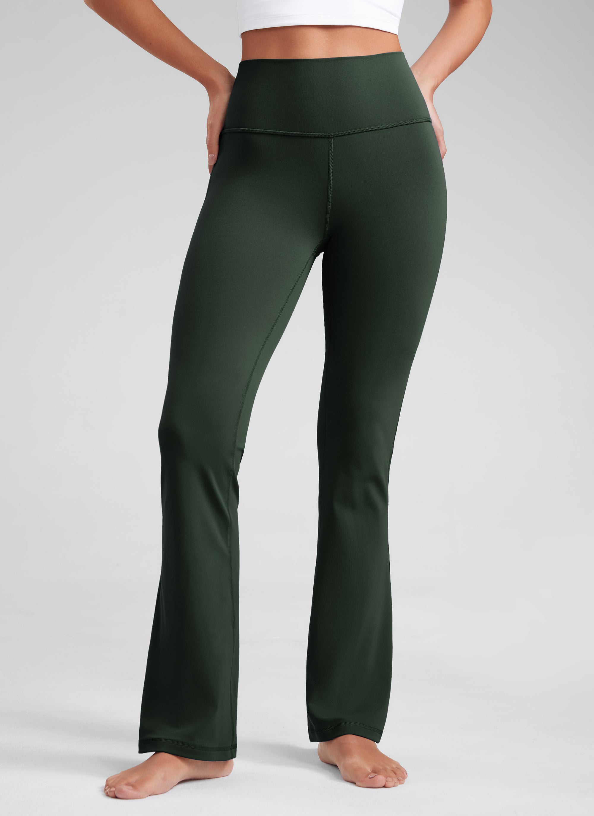 CRZ YOGA Leggings con Bolsillos Acampanados de 29 Pulgadas para Mujer Leyenda Verde