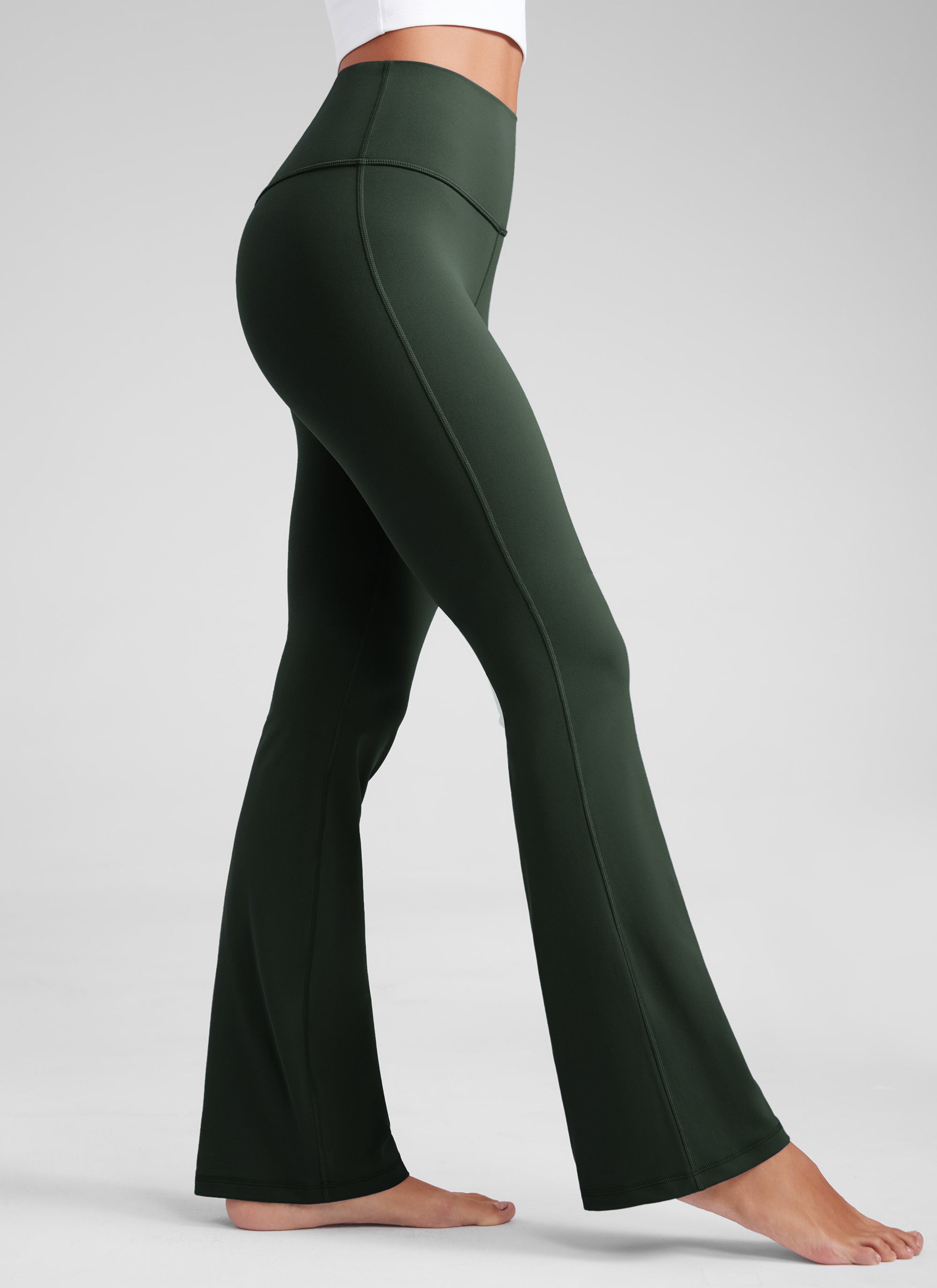 CRZ YOGA Leggings de Cintura Alta y Pierna Acampanada para Mujer Leyenda Verde