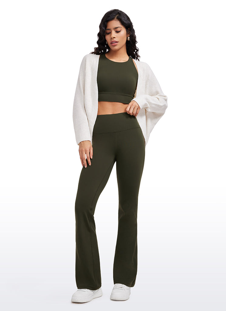 CRZ YOGA Butterluxe Leggings Acampanados con Bolsillos de 33.5 Pulgadas para Mujer Negro