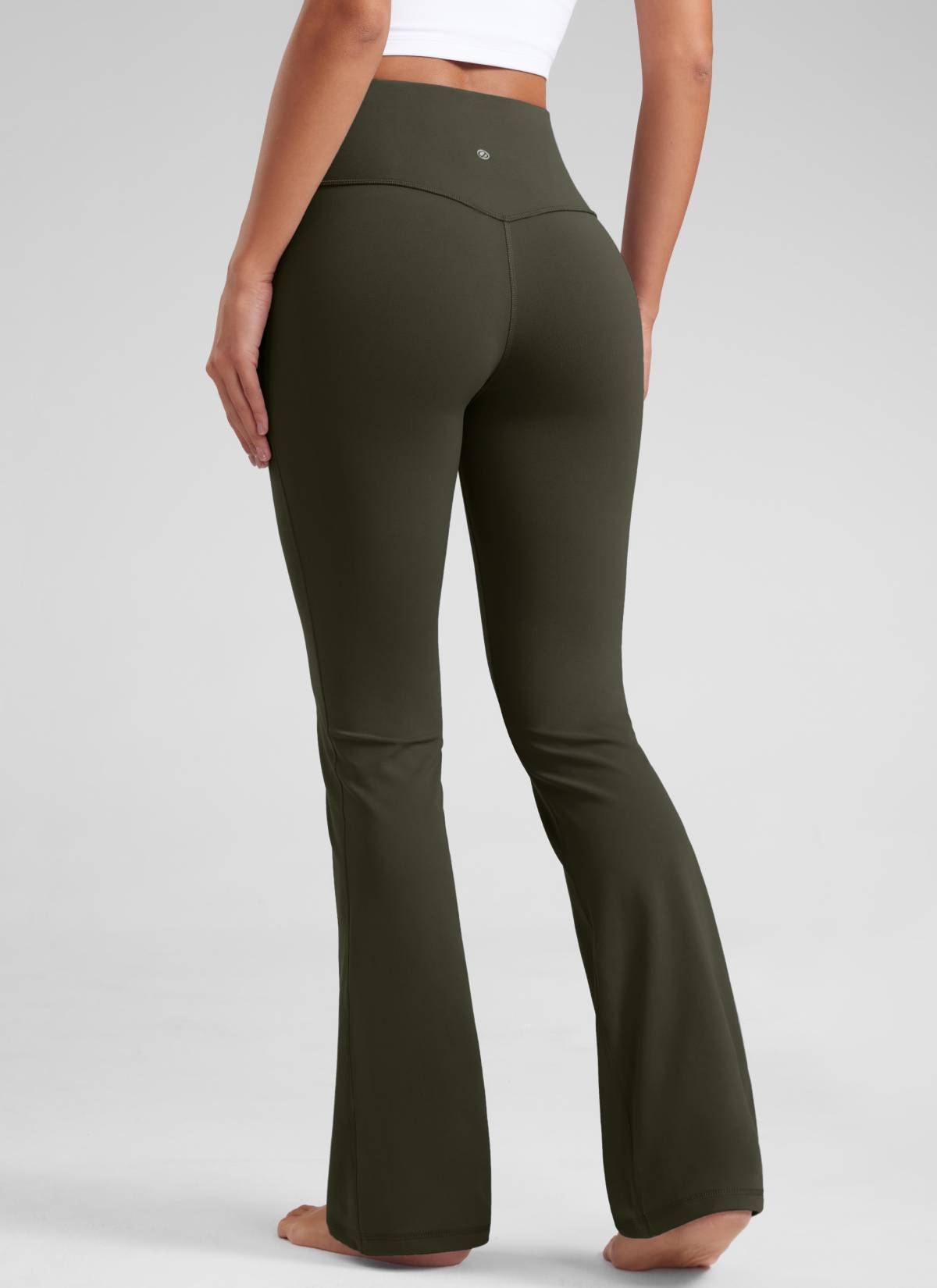 CRZ YOGA Leggings de Cintura Alta y Pierna Acampanada para Mujer Verde Oliva