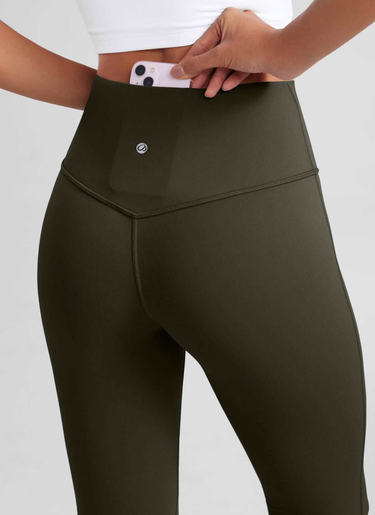 CRZ YOGA Leggings de Cintura Alta y Pierna Acampanada para Mujer Verde Oliva