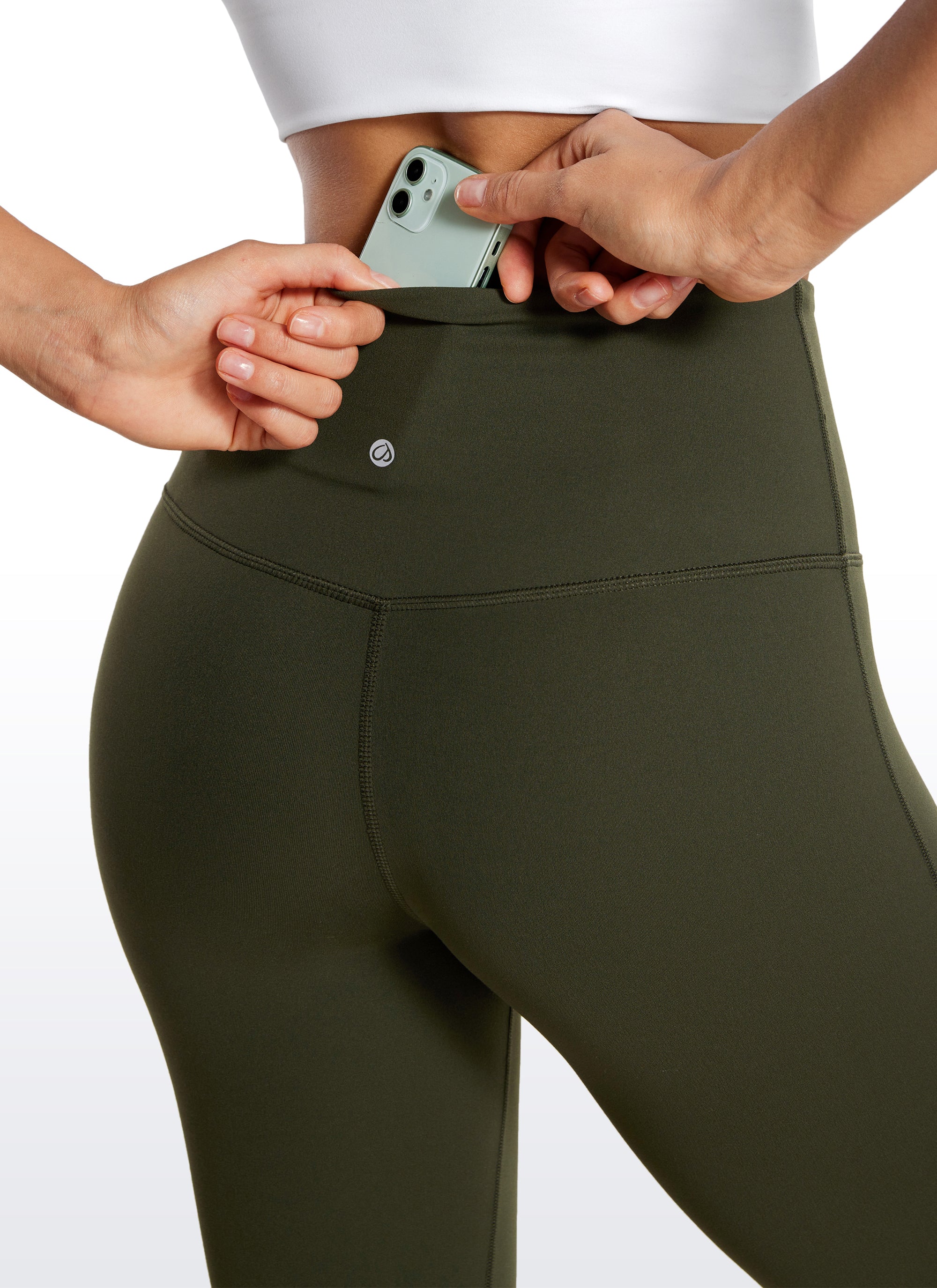 CRZ YOGA Butterluxe Leggings Acampanados con Bolsillos para Mujer Verde Oliva