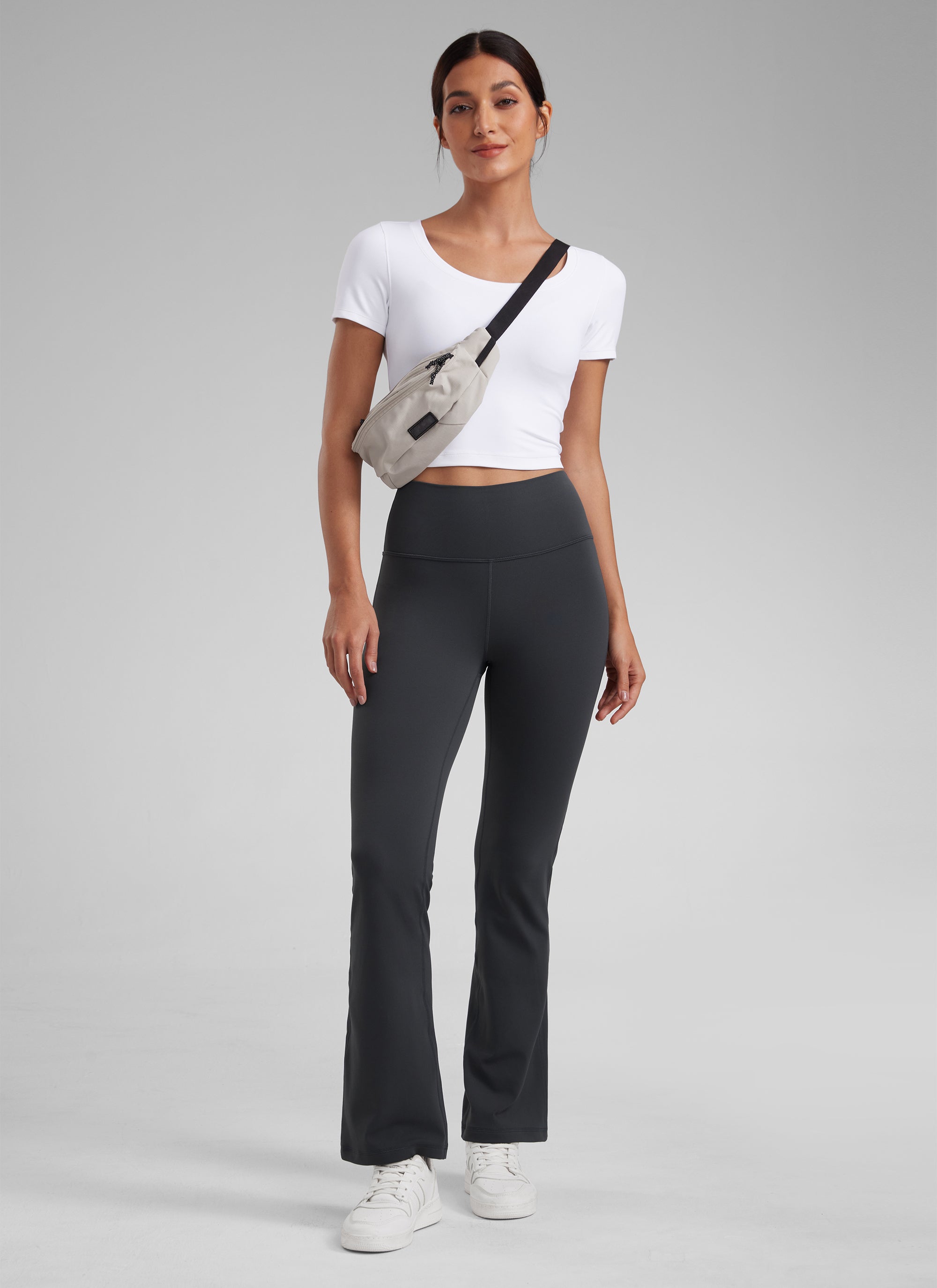 CRZ YOGA Leggings con Bolsillos Acampanados de 29 Pulgadas para Mujer Gris misterioso