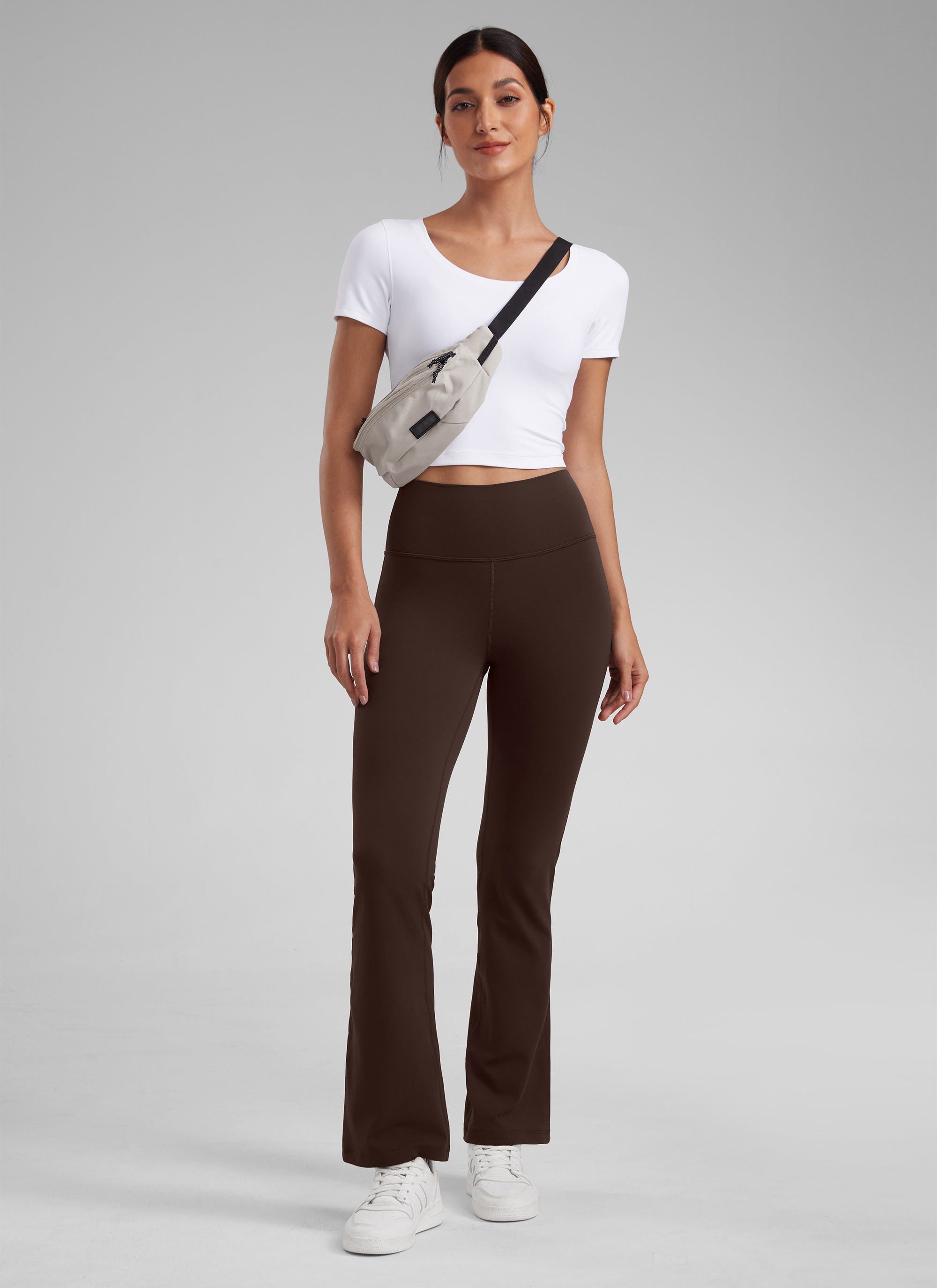CRZ YOGA Leggings con Bolsillos Acampanados de 29 Pulgadas para Mujer Marrón Fudge Caliente