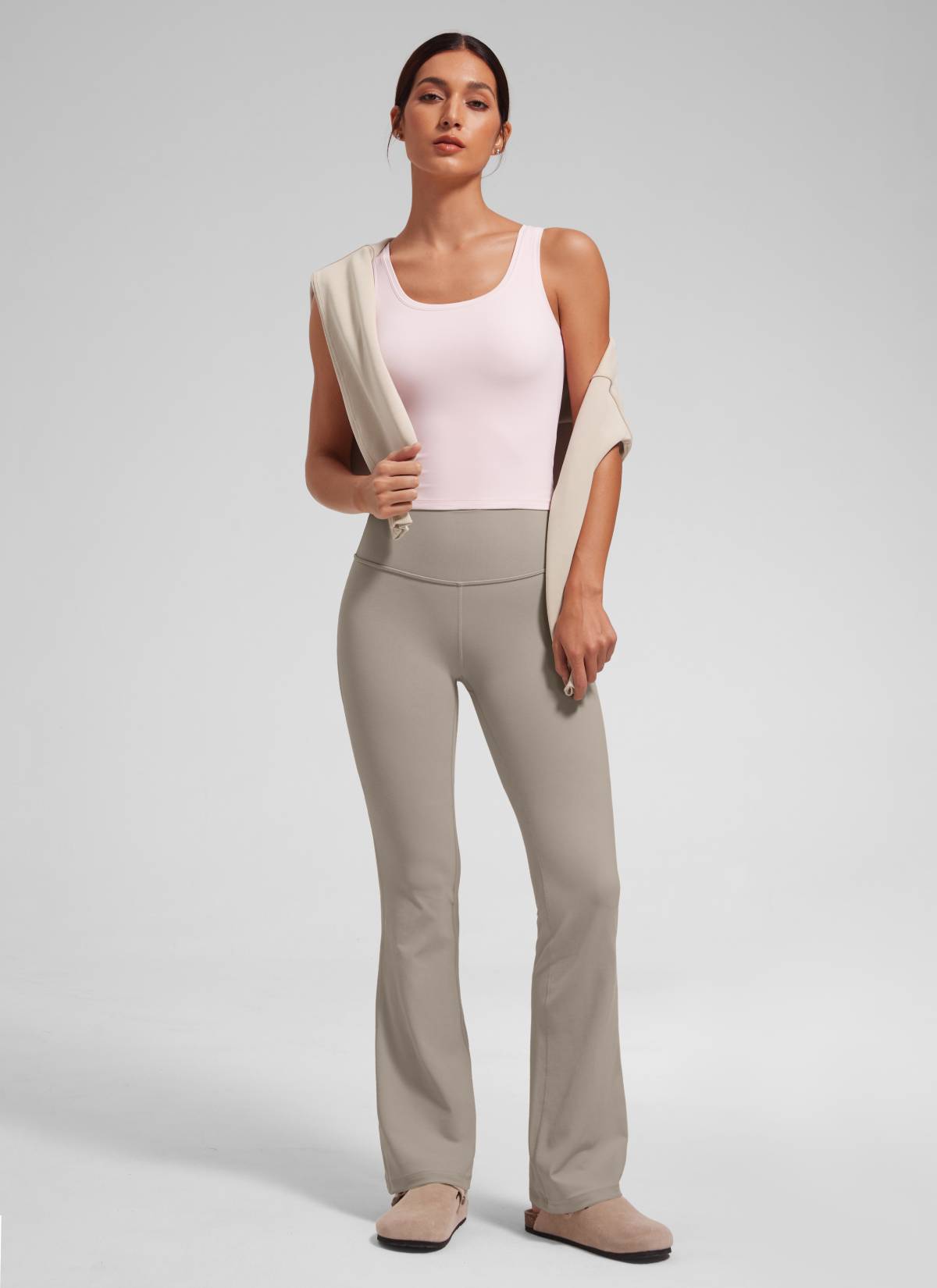 CRZ YOGA Leggings con Bolsillos Acampanados de 29 Pulgadas para Mujer Gris Ceniza Cálido