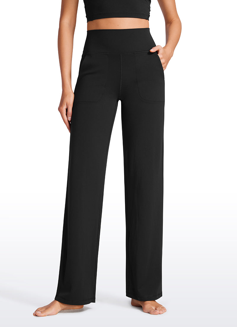 CRZ YOGA Butterluxe Pantalones de Pierna Ancha con Bolsillospara Mujer Negro
