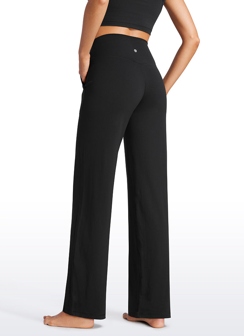 CRZ YOGA Butterluxe Pantalones de Pierna Ancha con Bolsillospara Mujer Negro