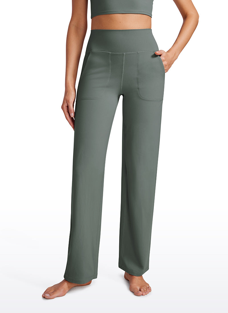 CRZ YOGA Butterluxe Pantalones de Pierna Ancha con Bolsillospara Mujer Salvia gris