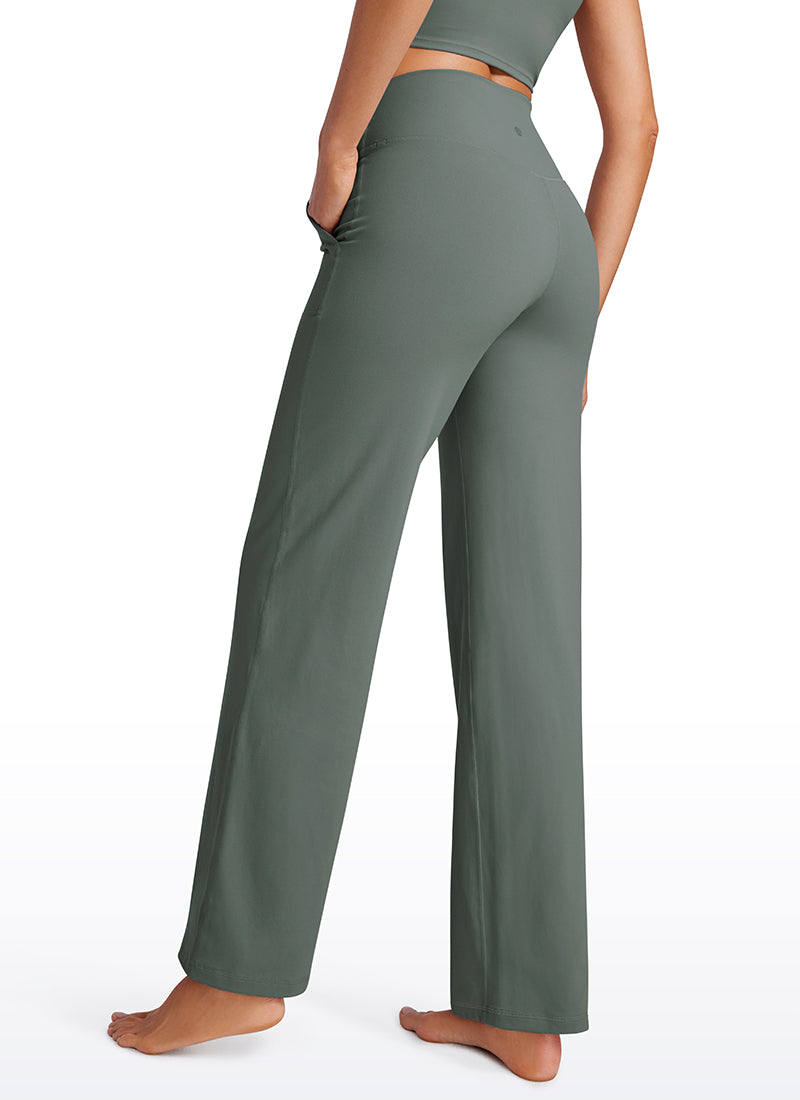 CRZ YOGA Butterluxe Pantalones de Pierna Ancha con Bolsillospara Mujer Salvia gris