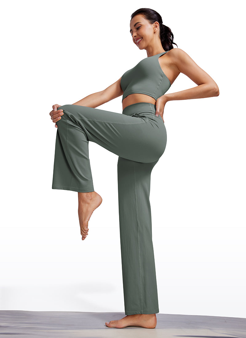 CRZ YOGA Butterluxe Pantalones de Pierna Ancha con Bolsillospara Mujer Salvia gris