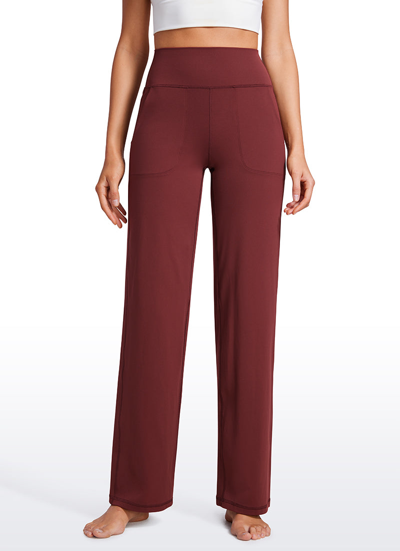 CRZ YOGA Butterluxe Pantalones de Pierna Ancha con Bolsillospara Mujer Noctilucence Rojo