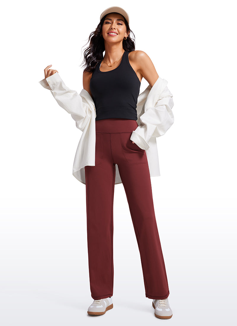 CRZ YOGA Butterluxe Pantalones de Pierna Ancha con Bolsillospara Mujer Noctilucence Rojo