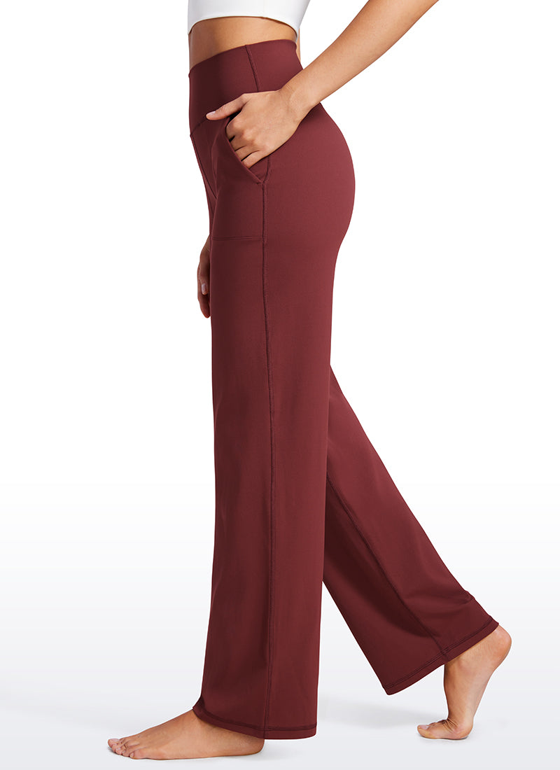 CRZ YOGA Butterluxe Pantalones de Pierna Ancha con Bolsillospara Mujer Noctilucence Rojo