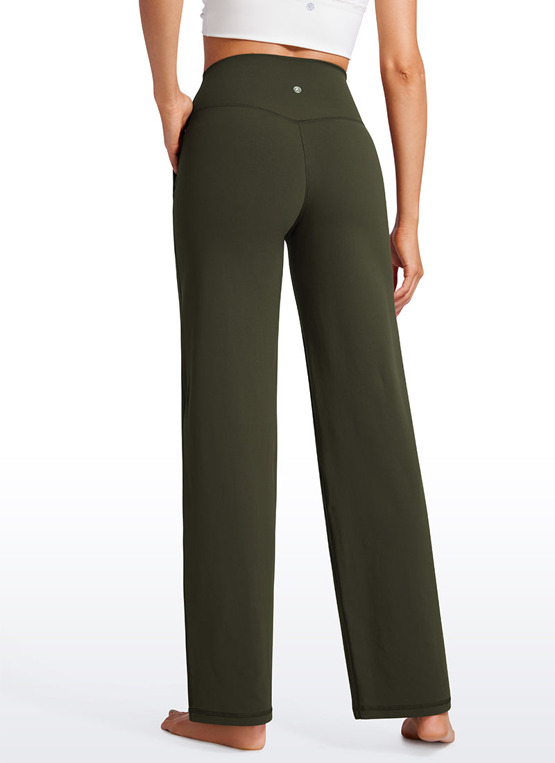 CRZ YOGA Butterluxe Pantalones de Pierna Ancha con Bolsillospara Mujer Verde Oliva
