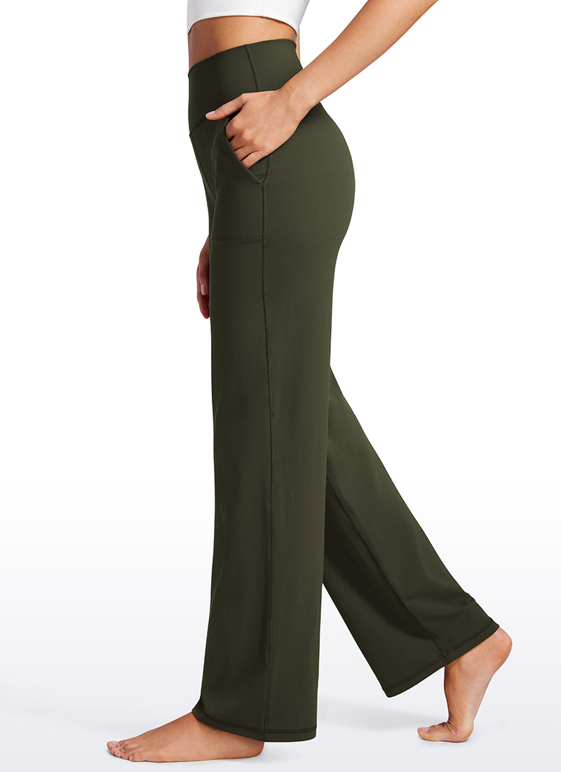 CRZ YOGA Butterluxe Pantalones de Pierna Ancha con Bolsillospara Mujer Verde Oliva